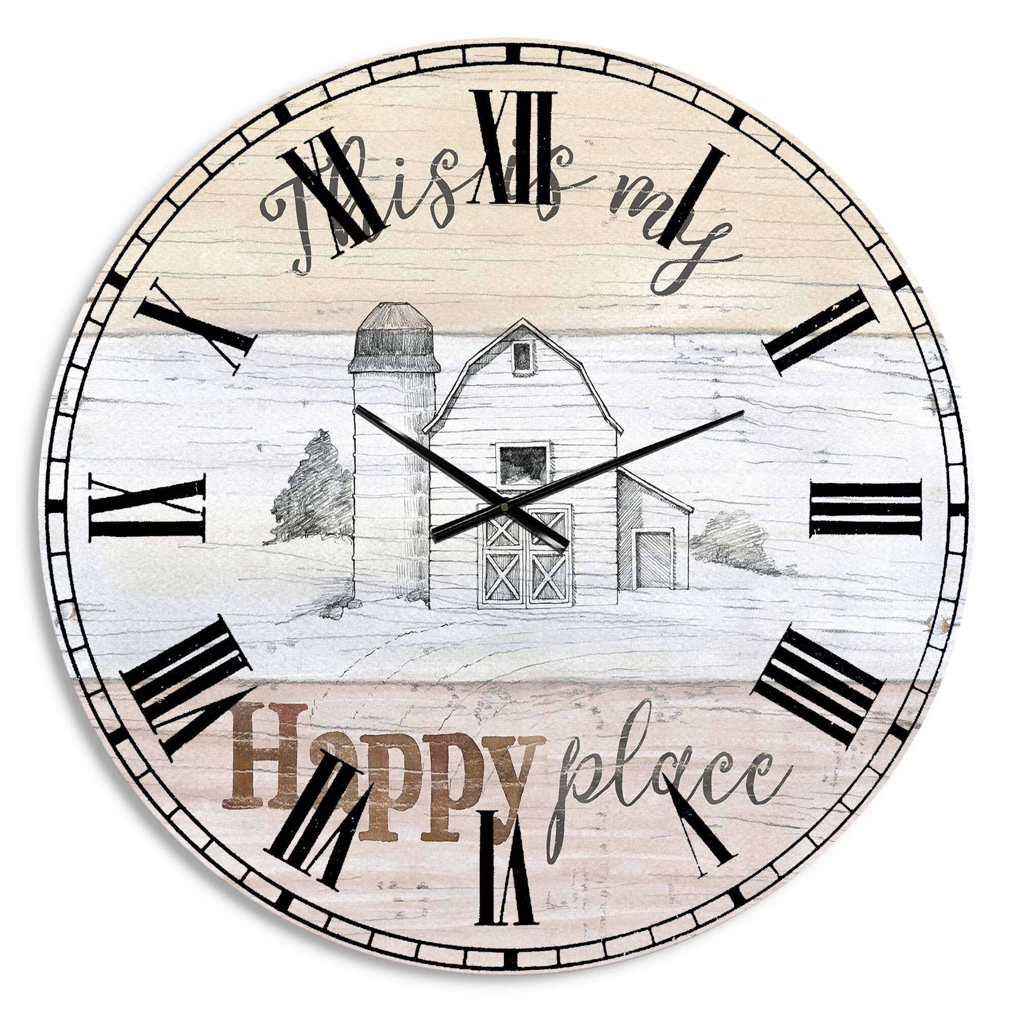 Designart 'Farmhouse Moment Barns Farmhouse Wall Clock