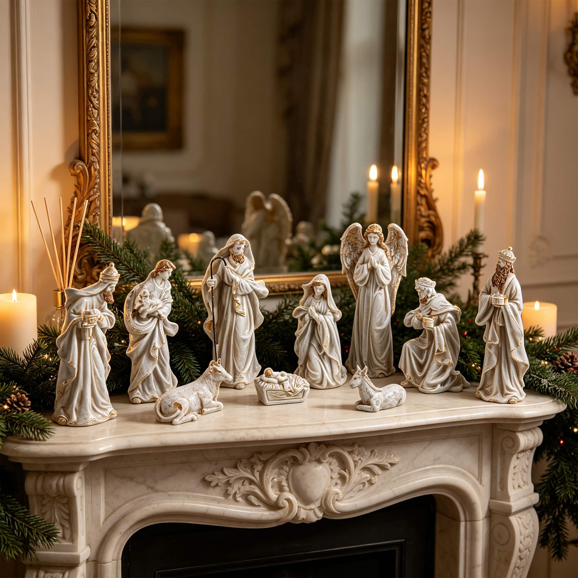 Glitzhome® 8" 10-Piece Christmas Nativity Figurine Set