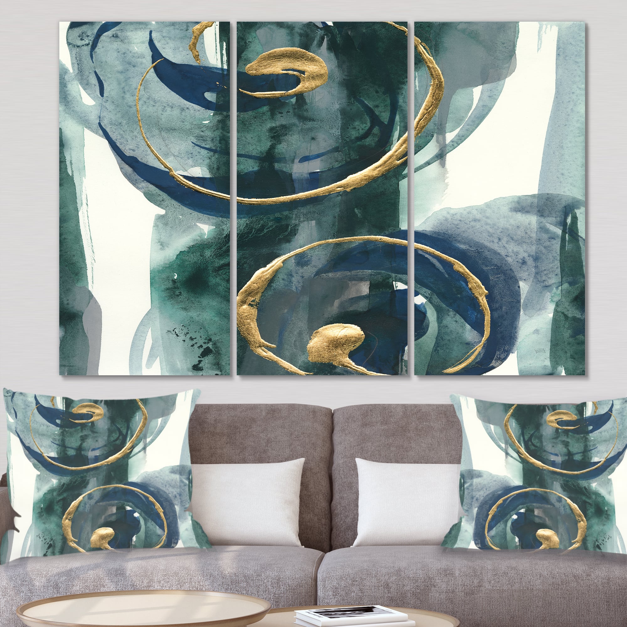 Designart - Mettalic Indigo and Gold II - Posh & Luxe Premium Canvas Wall Art