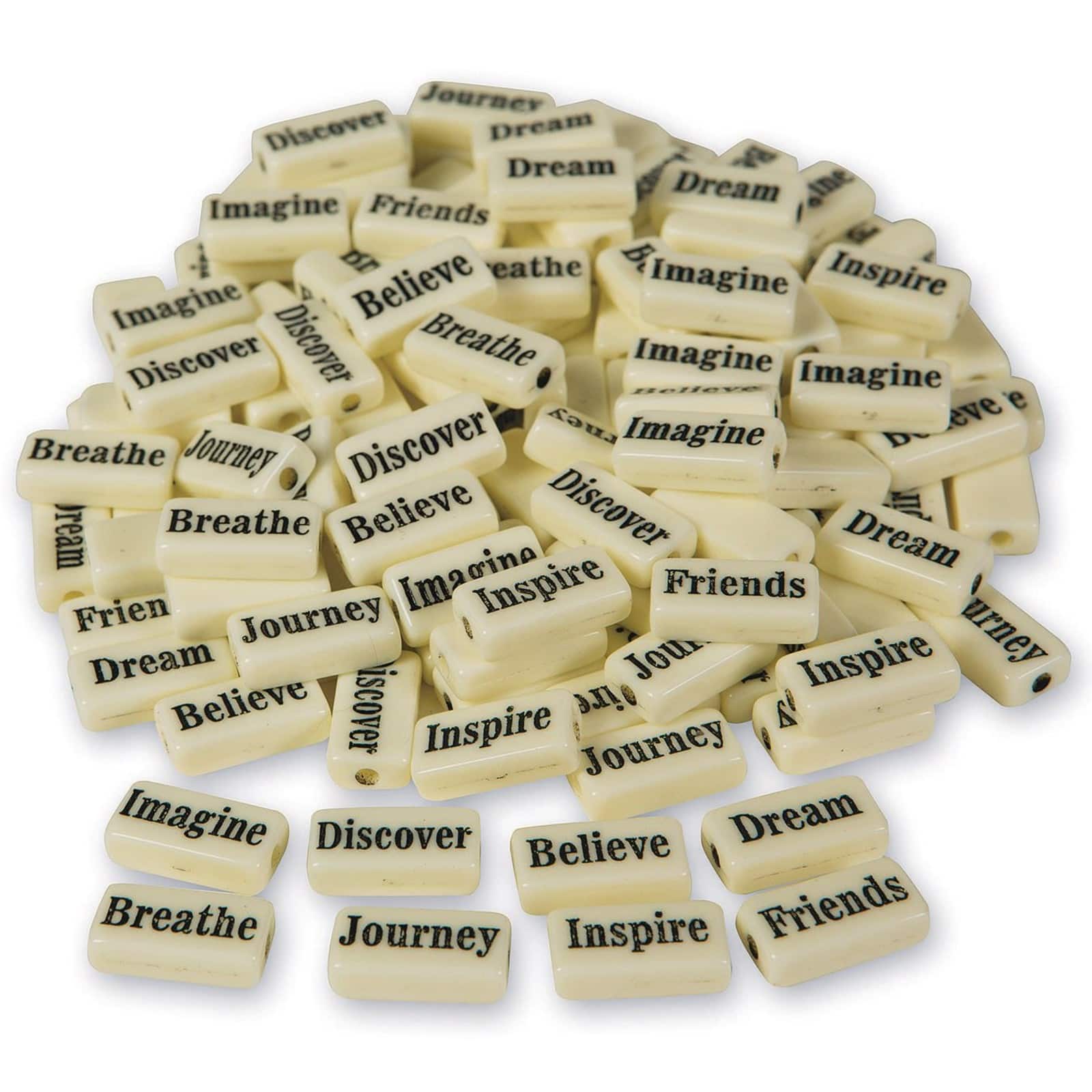 S&S® Worldwide White Inspiring Word Plastic Beads, 20mm