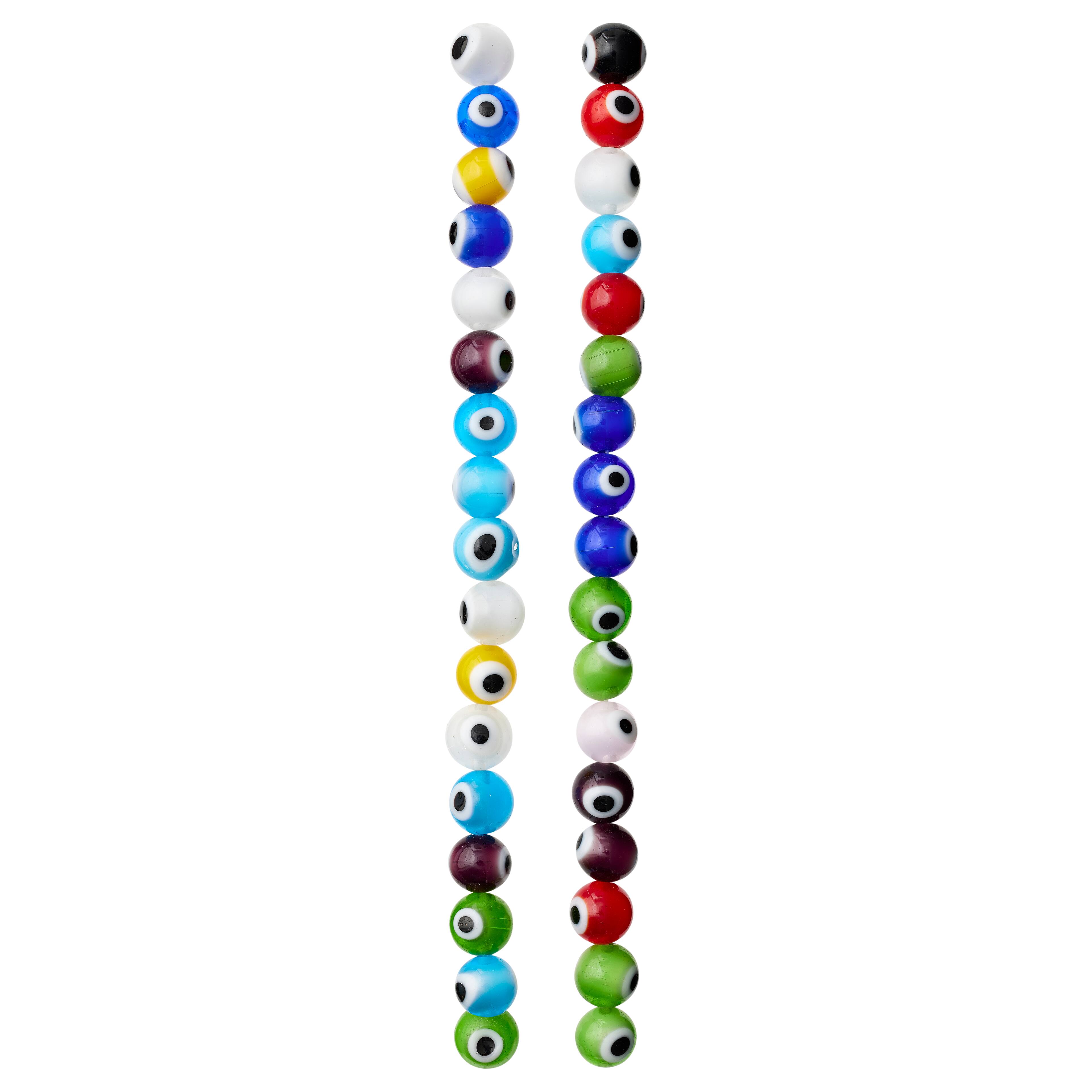 Multicolor Eyeball Glass Round Beads, 8mm by Bead Landing™
