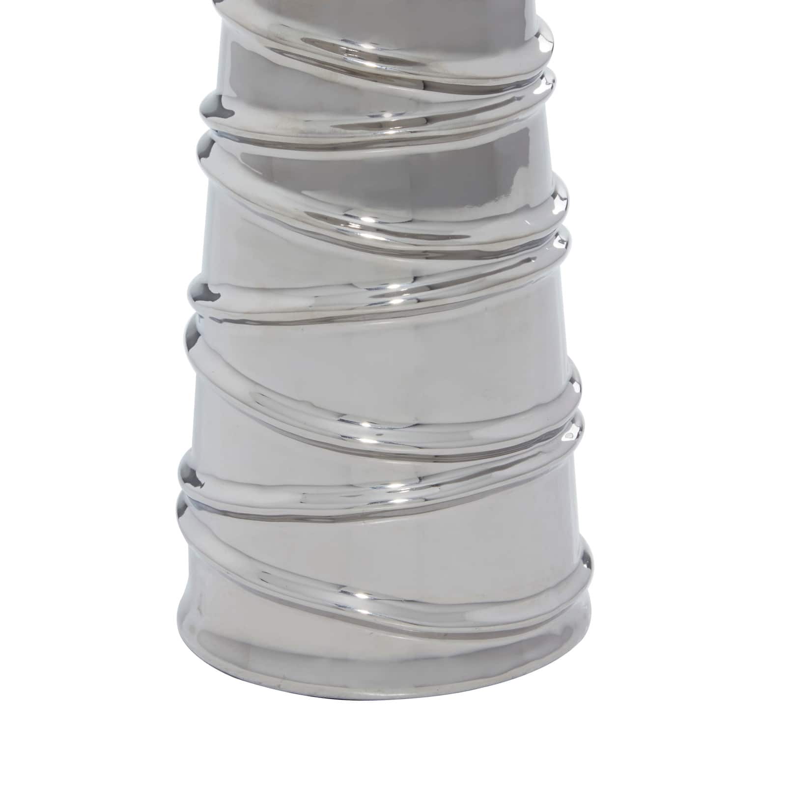 Silver Ceramic Contemporary Candle Holder Set