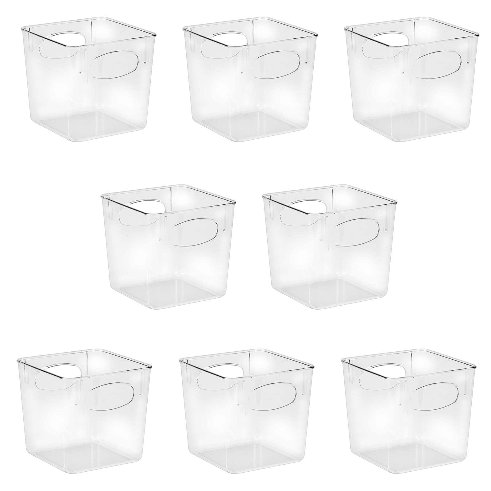 Sorbus 8 Pack Small Clear Storage Bins with Handles - for Kitchen, Cabinet Organizer, Pantry & Refrigerator - Clear