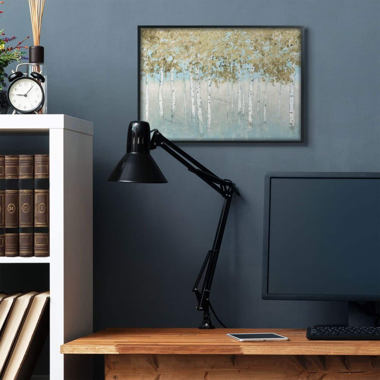 Stupell Industries Abstract Gold Tree Wall Art in Black Frame