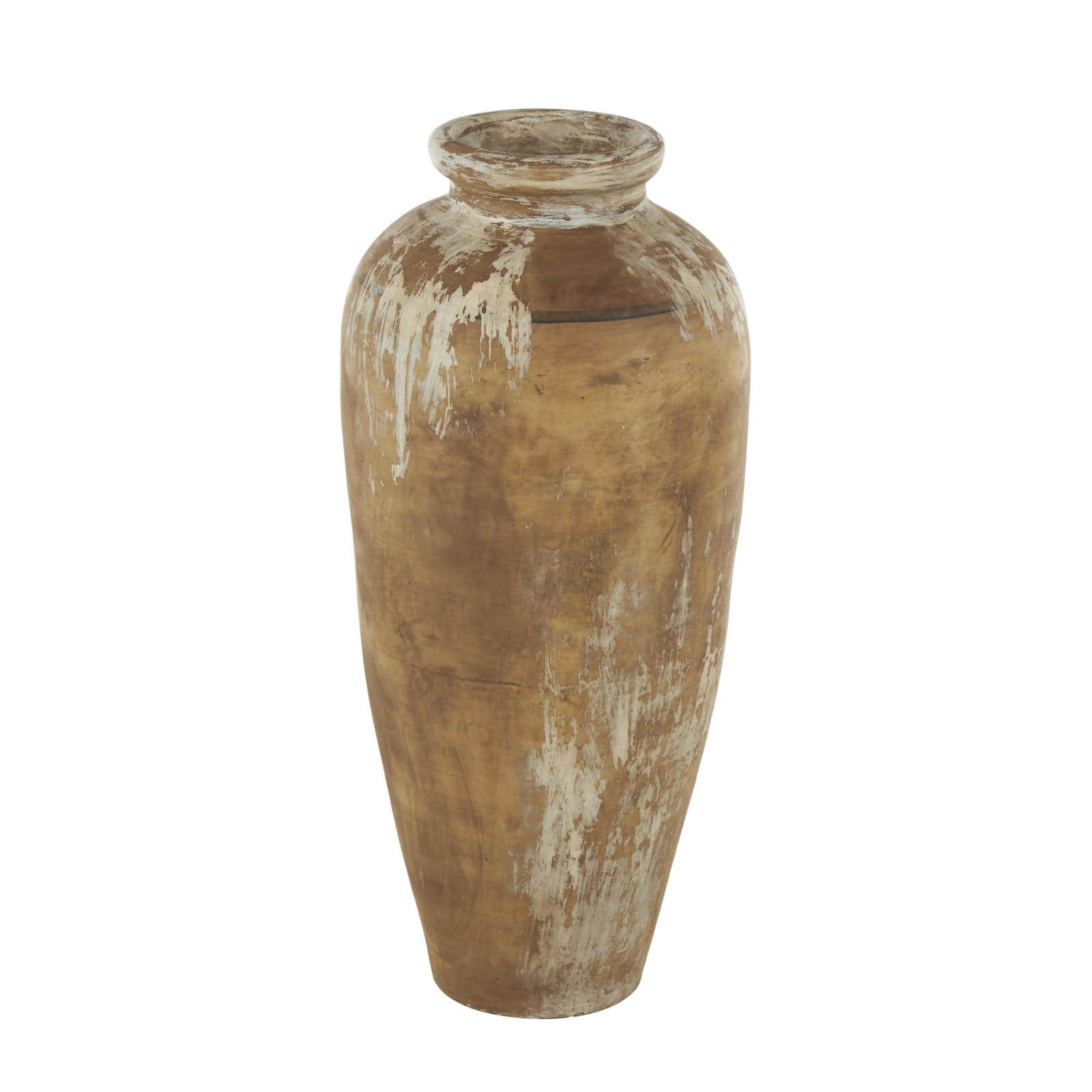 Brown Ceramic Antique Style Distressed Patina Vase