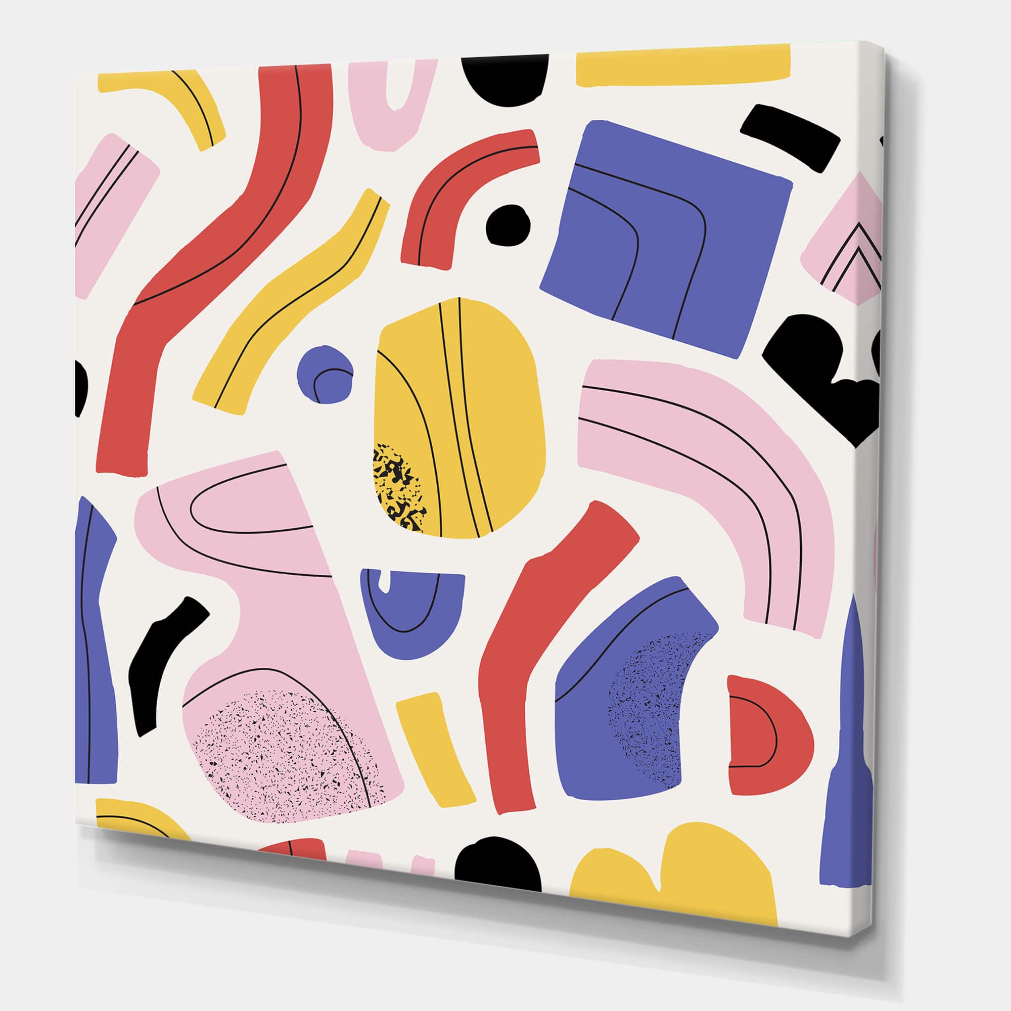 Designart - Organic and Elements In Red Yellow and Pink - Modern Canvas Wall Art Print