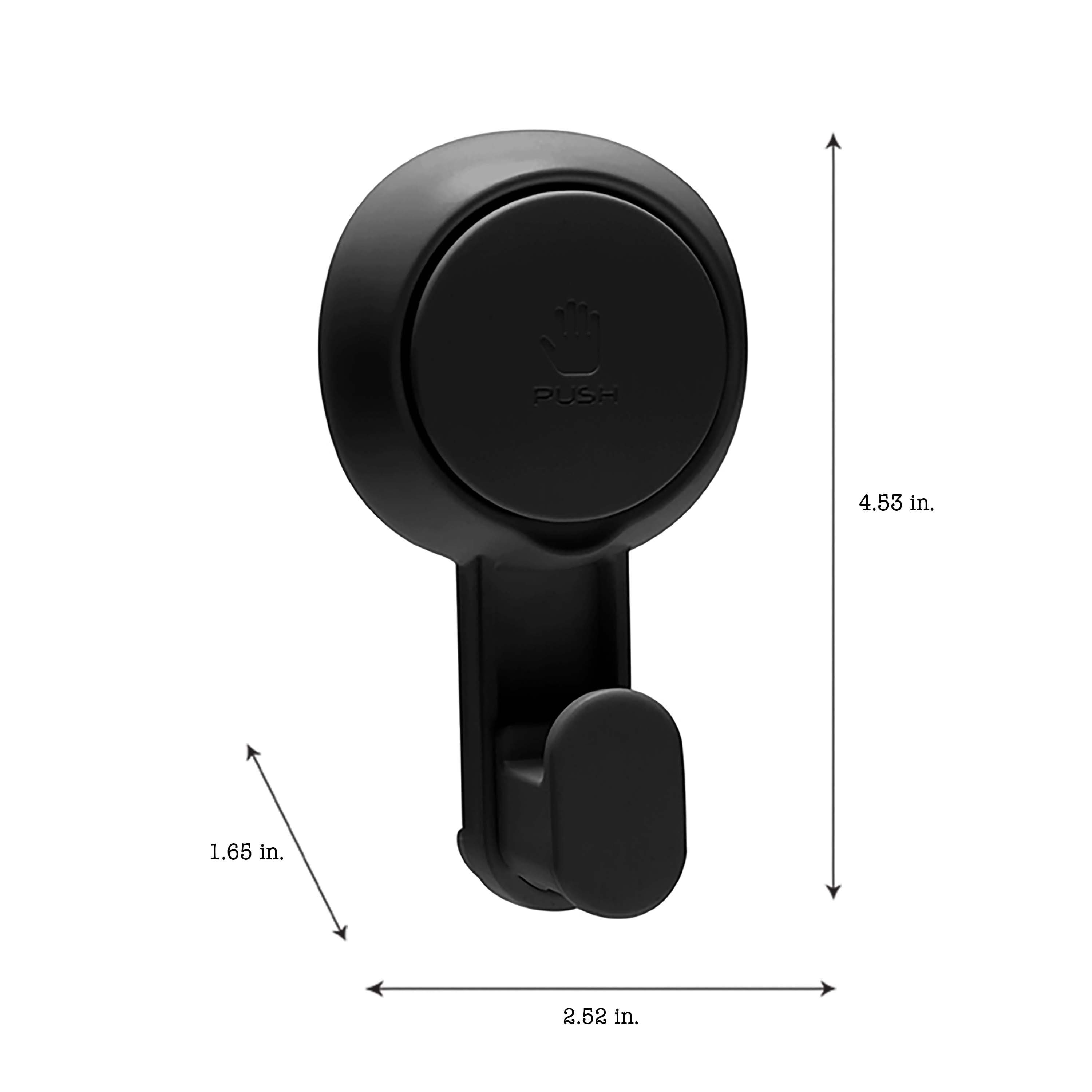 Bath Bliss 4 Pack Matte Black Gel-Suction Power Hooks