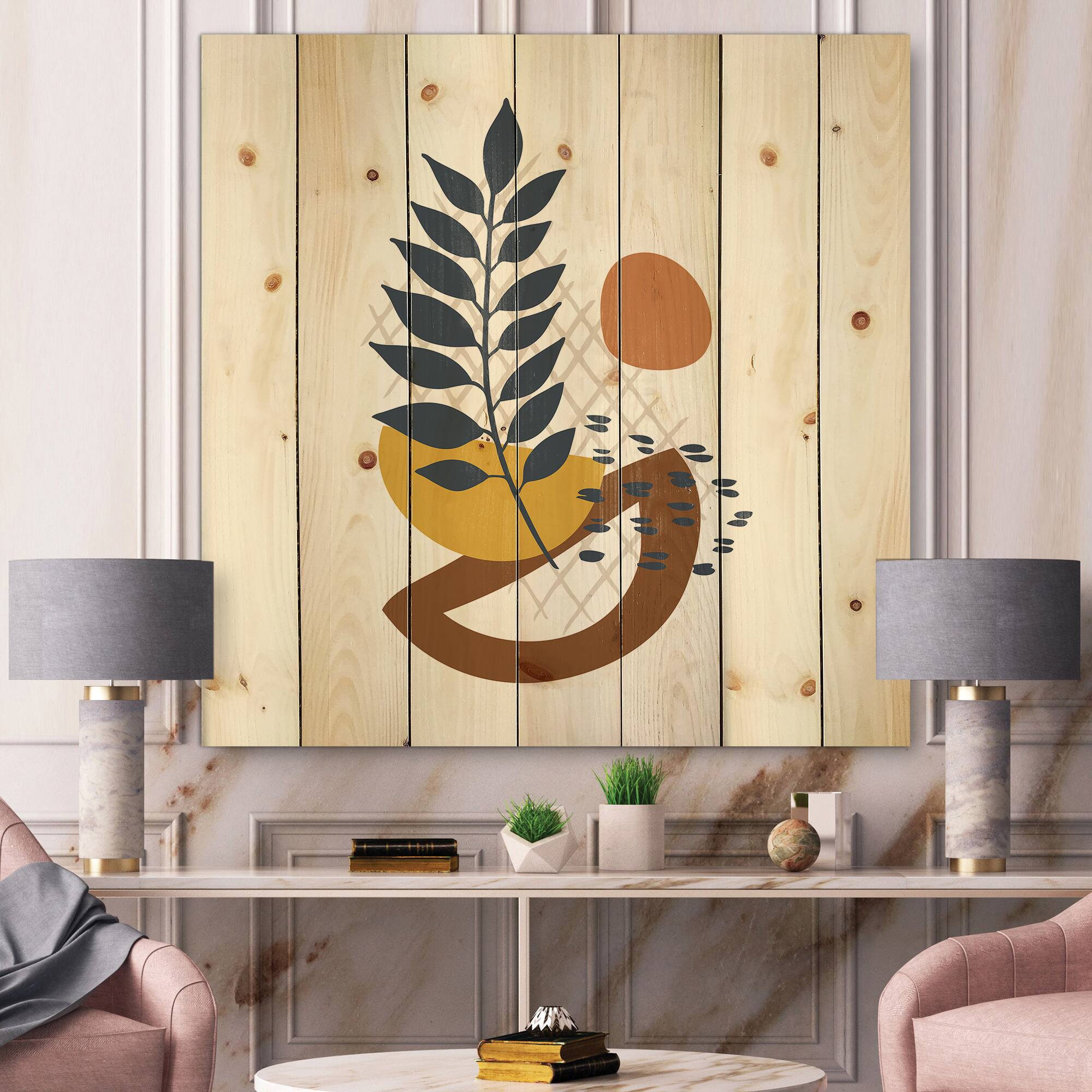 Designart - Elementary Shapes With Abstract Leaves