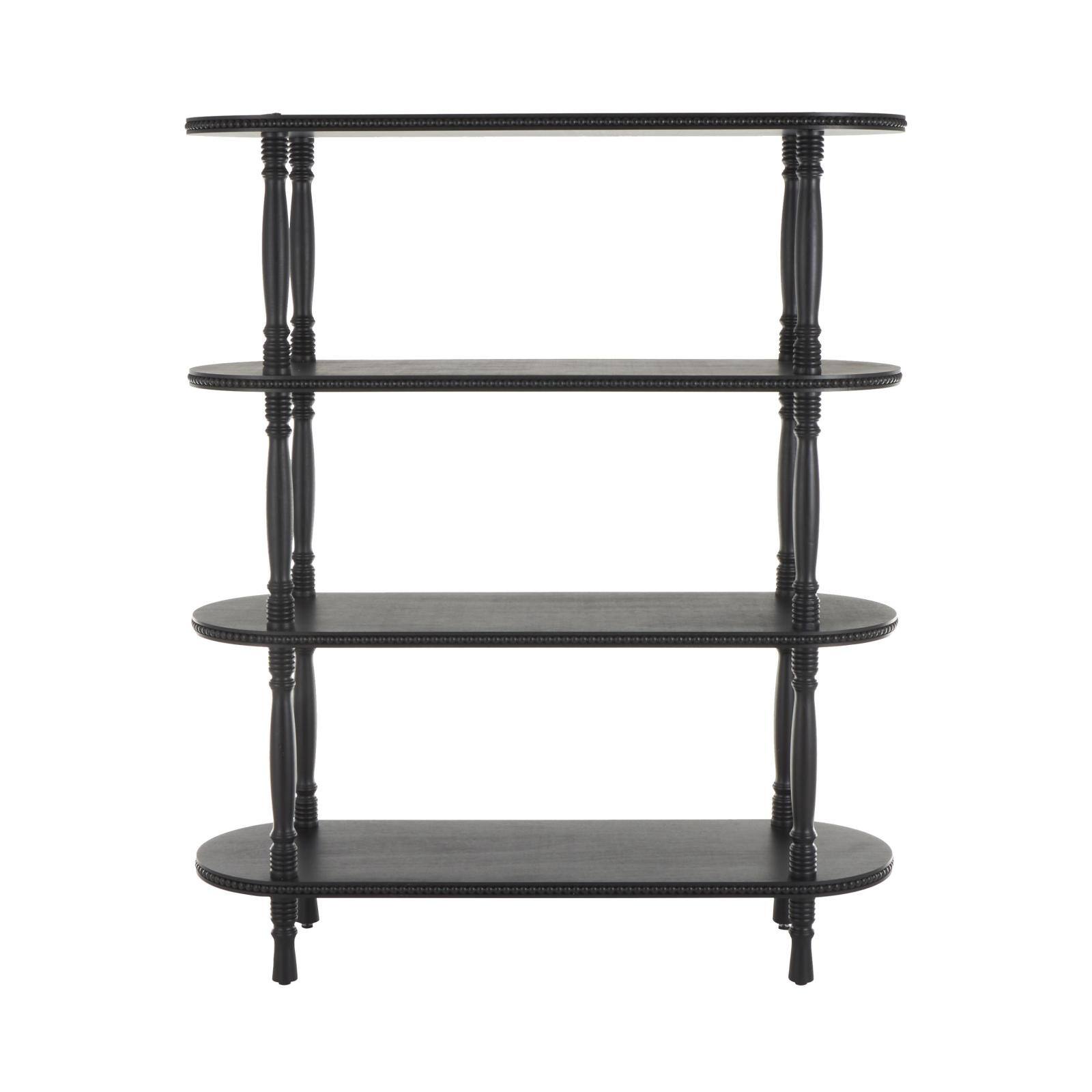 47" x 57" 3 Shelf Black Oval Wooden Shelving Unit