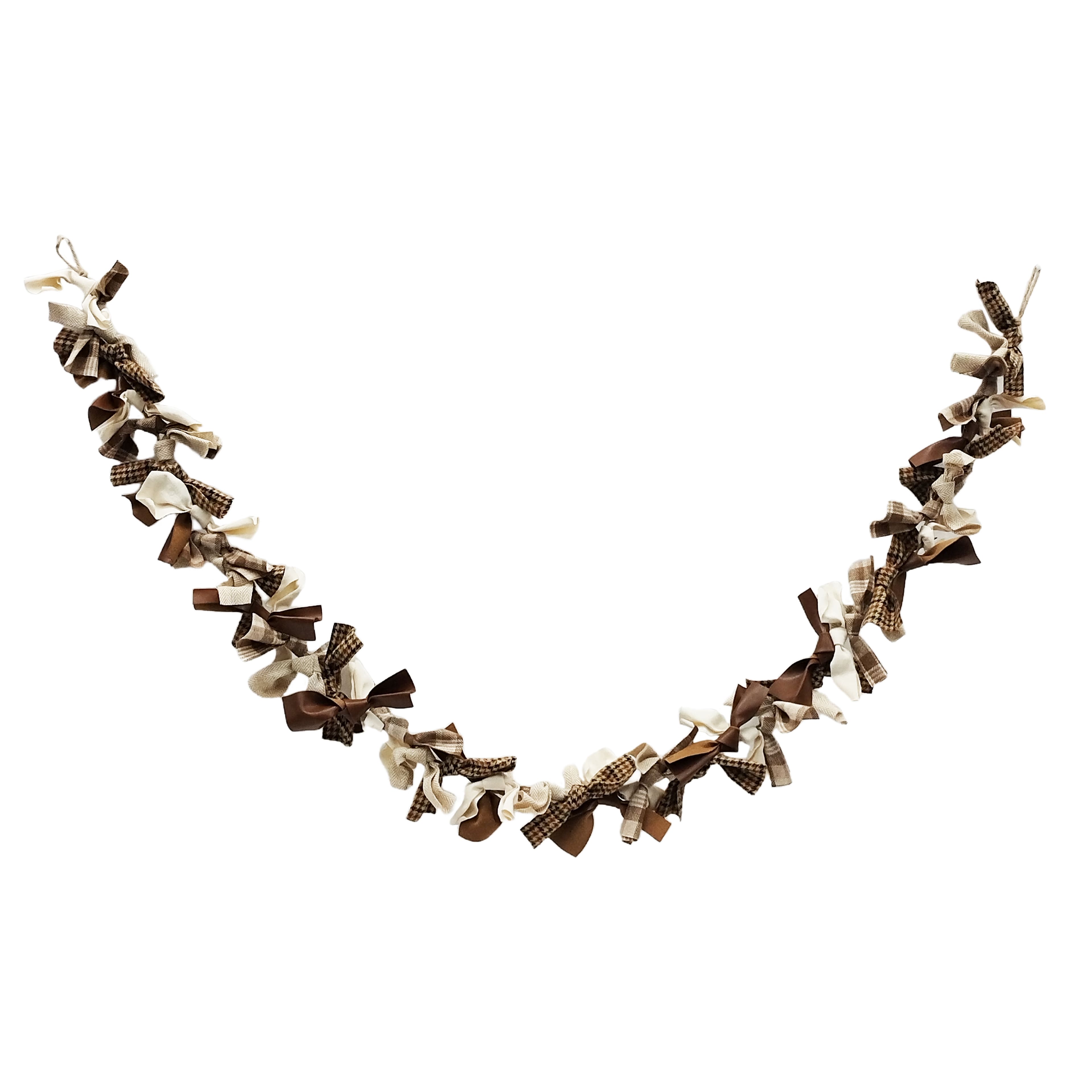 6ft. Brown & White Mix Fabric Garland by Ashland®