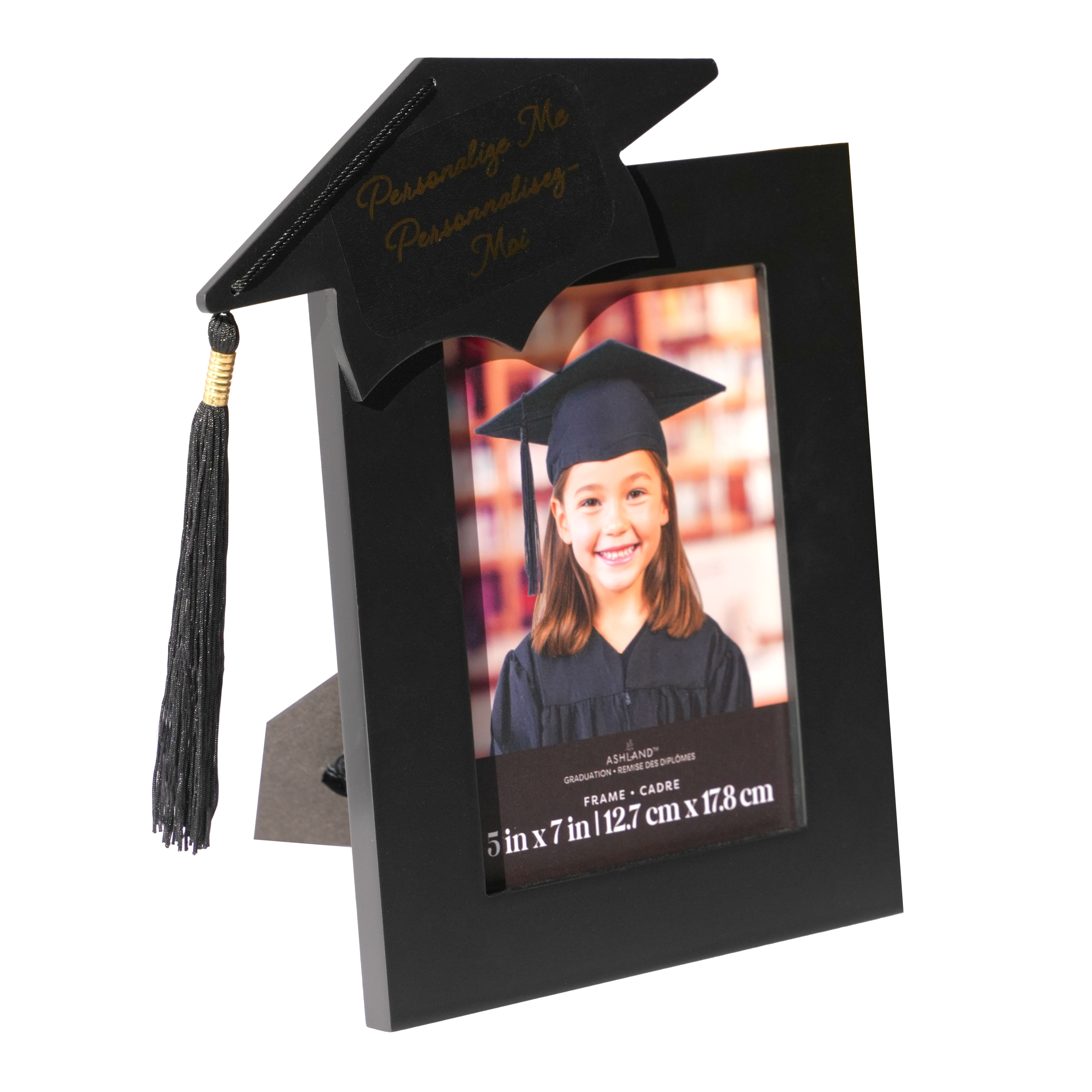 5" x 7" Black Customizable Tabletop Frame with Hat, Graduation by Ashland®