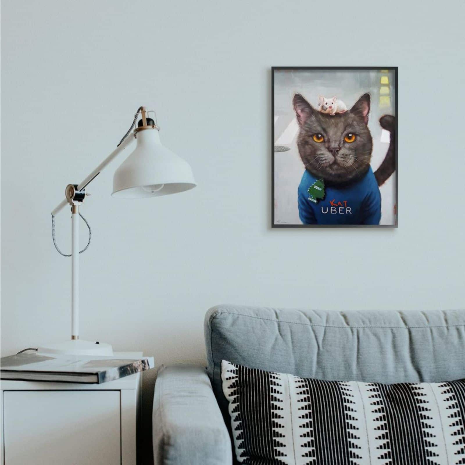 Stupell Industries Cat Taxi Ride Share Framed Giclee Textured Wall Art