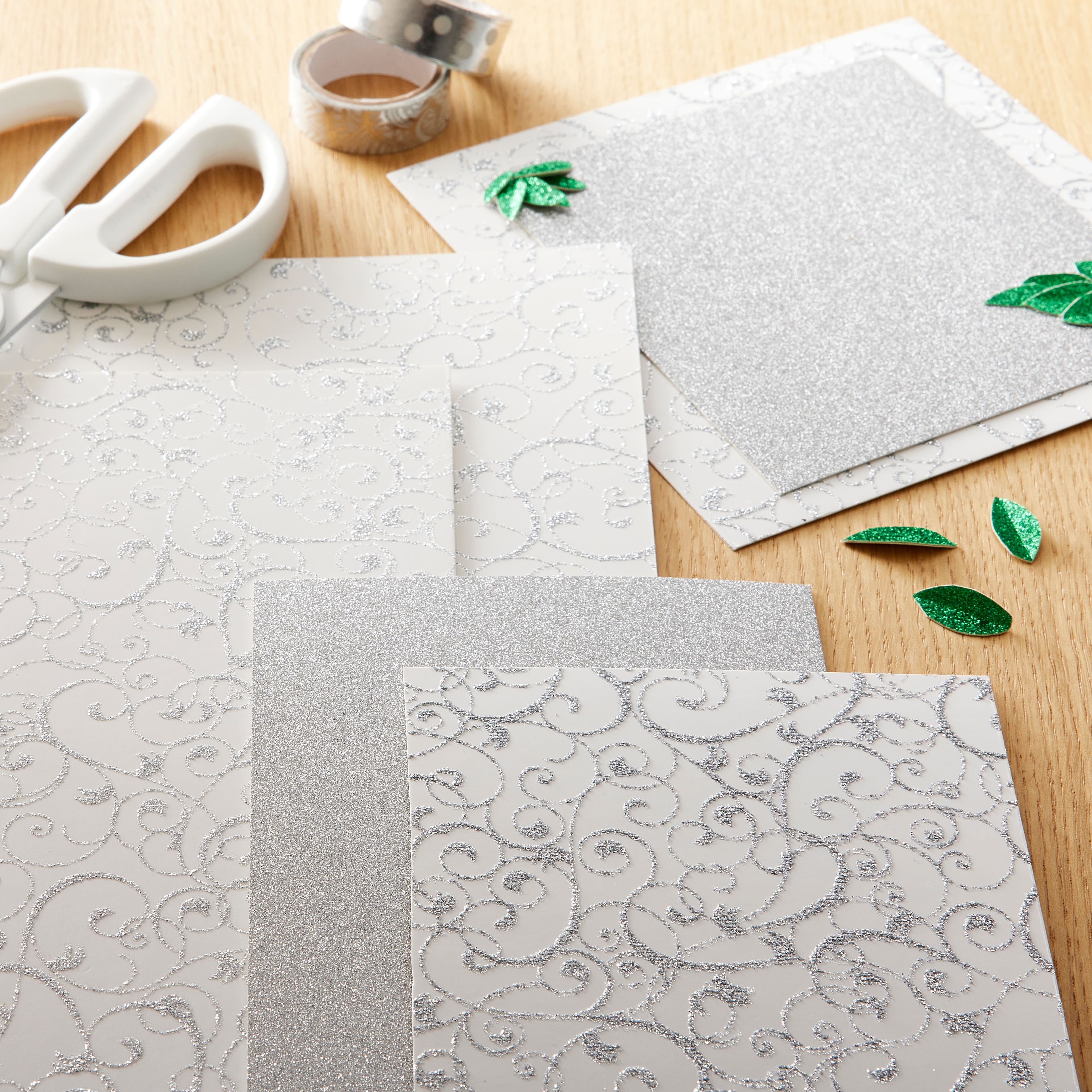 30 Pack: Silver Swirl Glitter Paper by Recollections®, 12" x 12"
