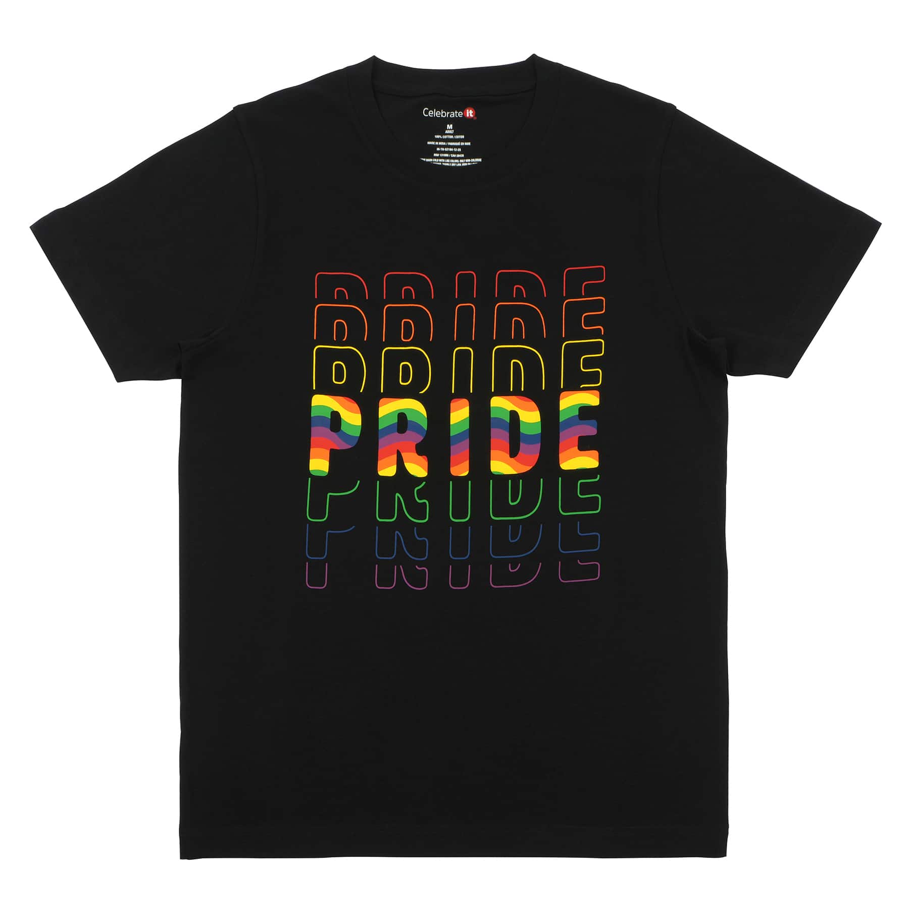 トップス rainbowfam Pablo Shirts - Short Black Pride Wave Short Sleeve Adult T-Shirt by Celebrate It™, Size