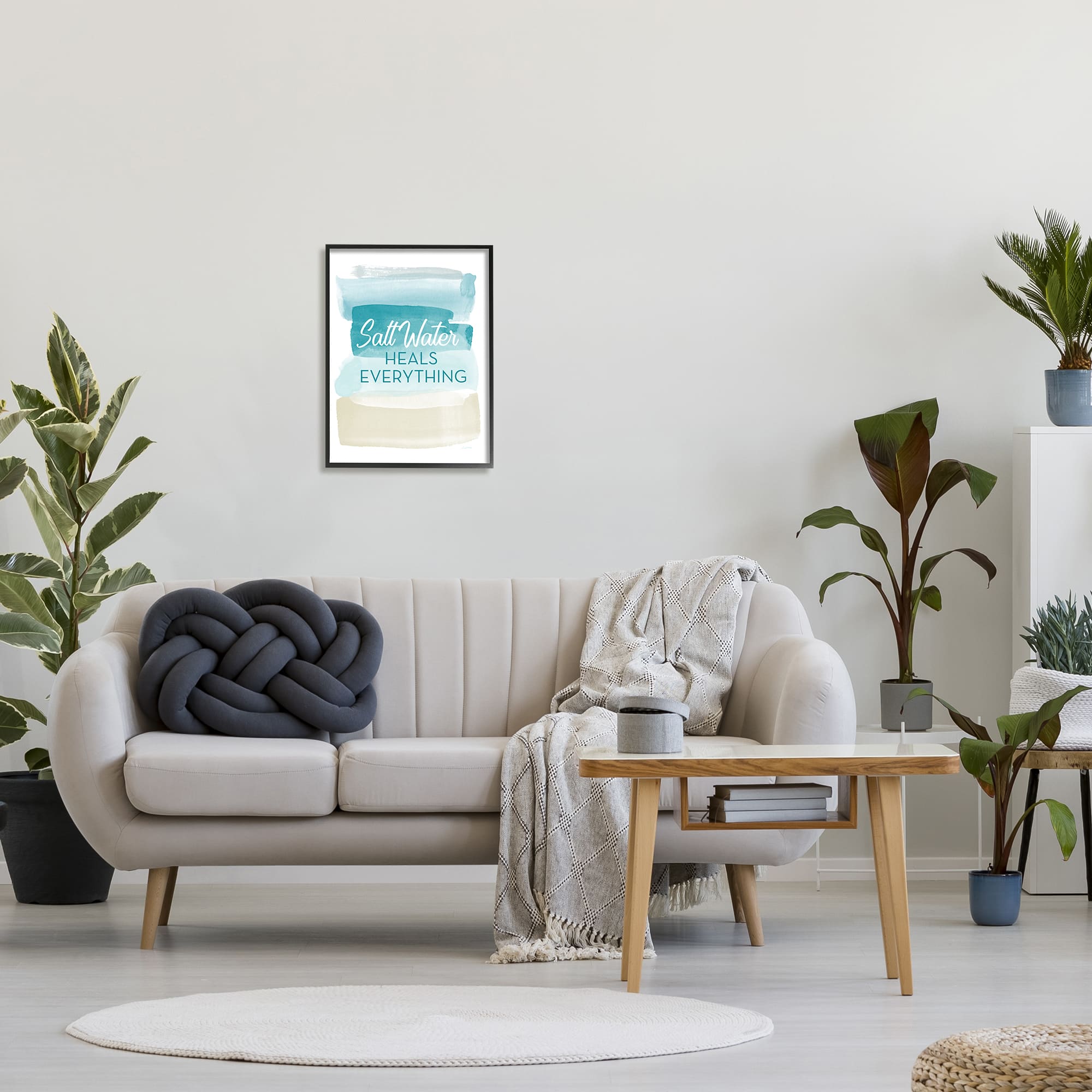 Stupell Industries Salt Water Heals Everything Phrase Soft Beach Ombre in Frame Wall Art