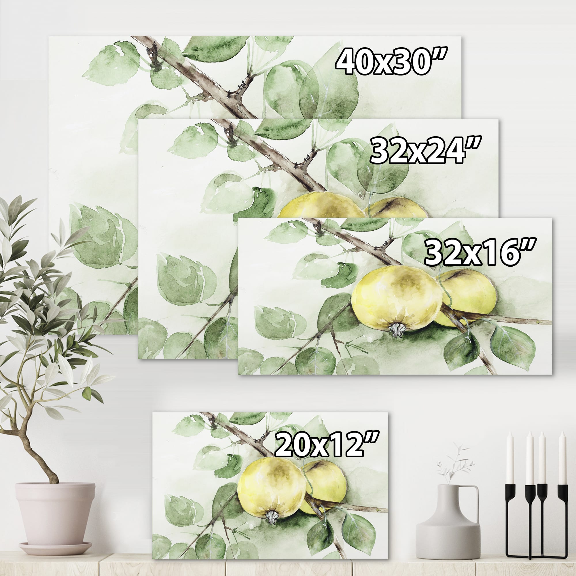 Designart - Vintage Green Appels - Farmhouse Canvas Wall Art Print