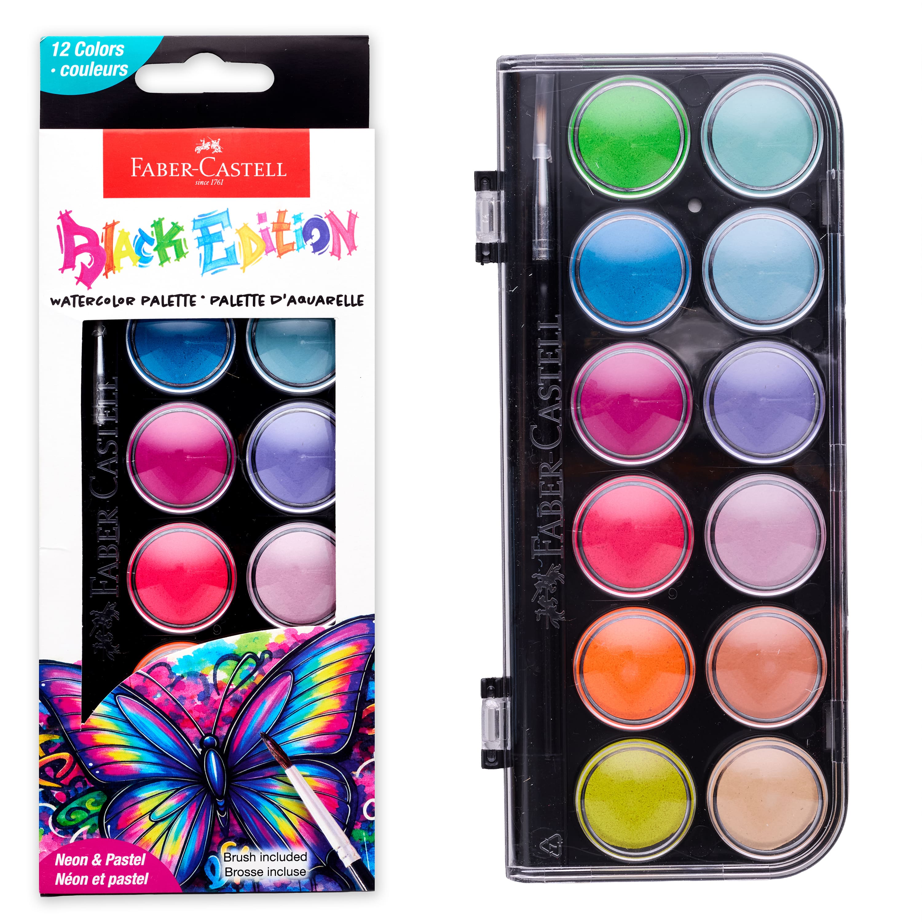 Faber-Castell® Black Edition Neon & Pastel Watercolor Palette