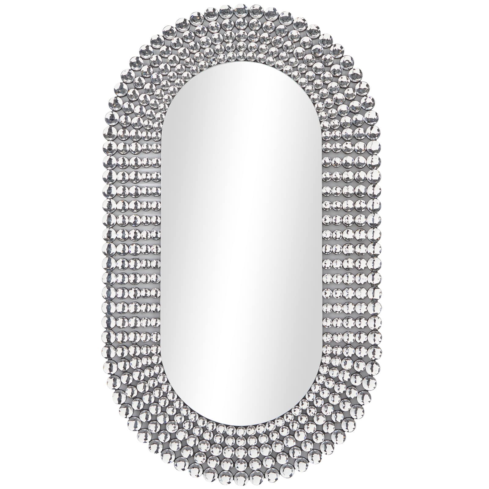 Silver Glass Radial Crystal Frame Wall Mirror 28" x 1" x 48"