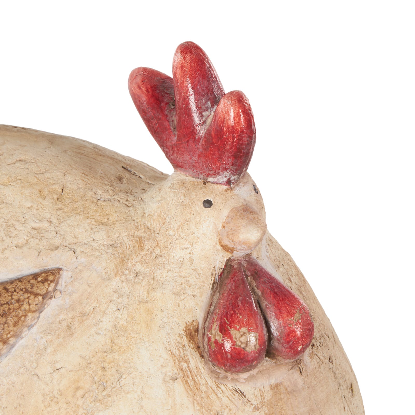 9.5" Cream & Red Magnesium Oxide Rooster Sitting Garden Sculpture
