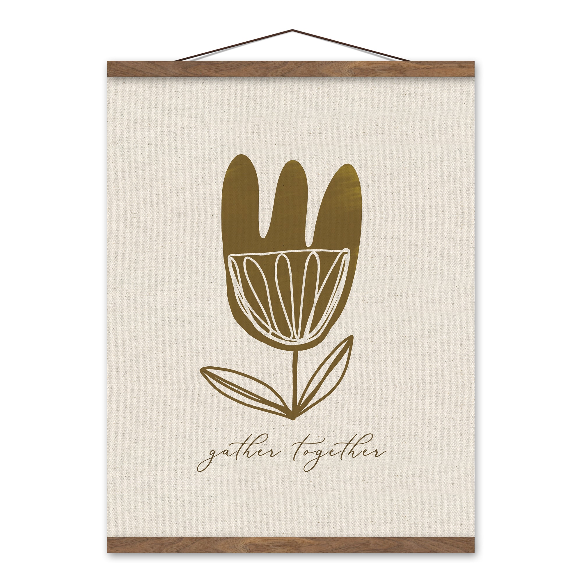 Flower Gather Together 16" x 20" Teak Hanging Canvas
