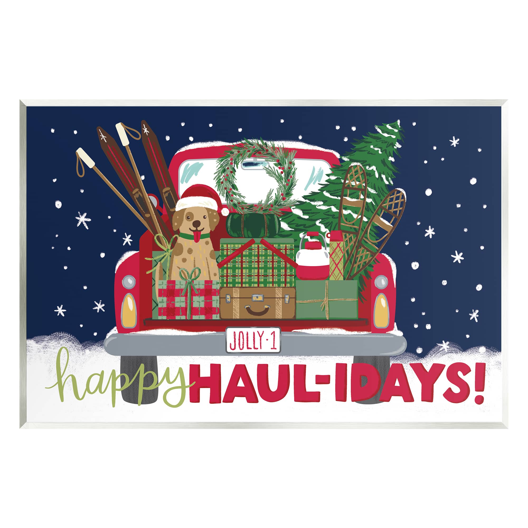 ing wall plaque クリスマス Stupell Industries Happy Haul-idays Christmas Gift Truck Wall