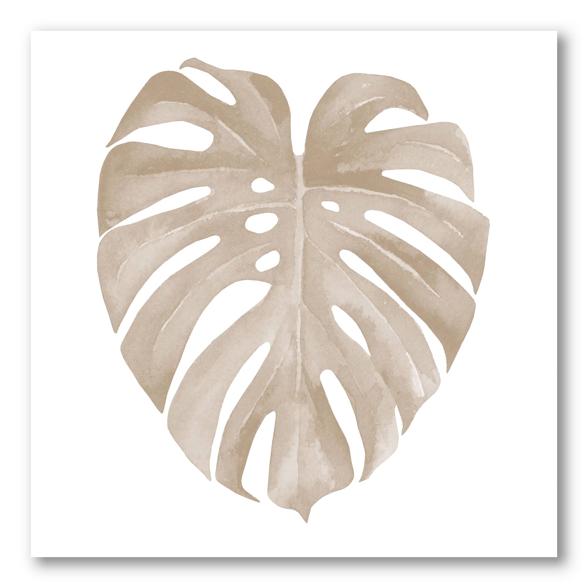 Designart - Ivory Pastel Monstera Heart Shaped Tropical Leaf - Traditional Canvas Wall Art Print