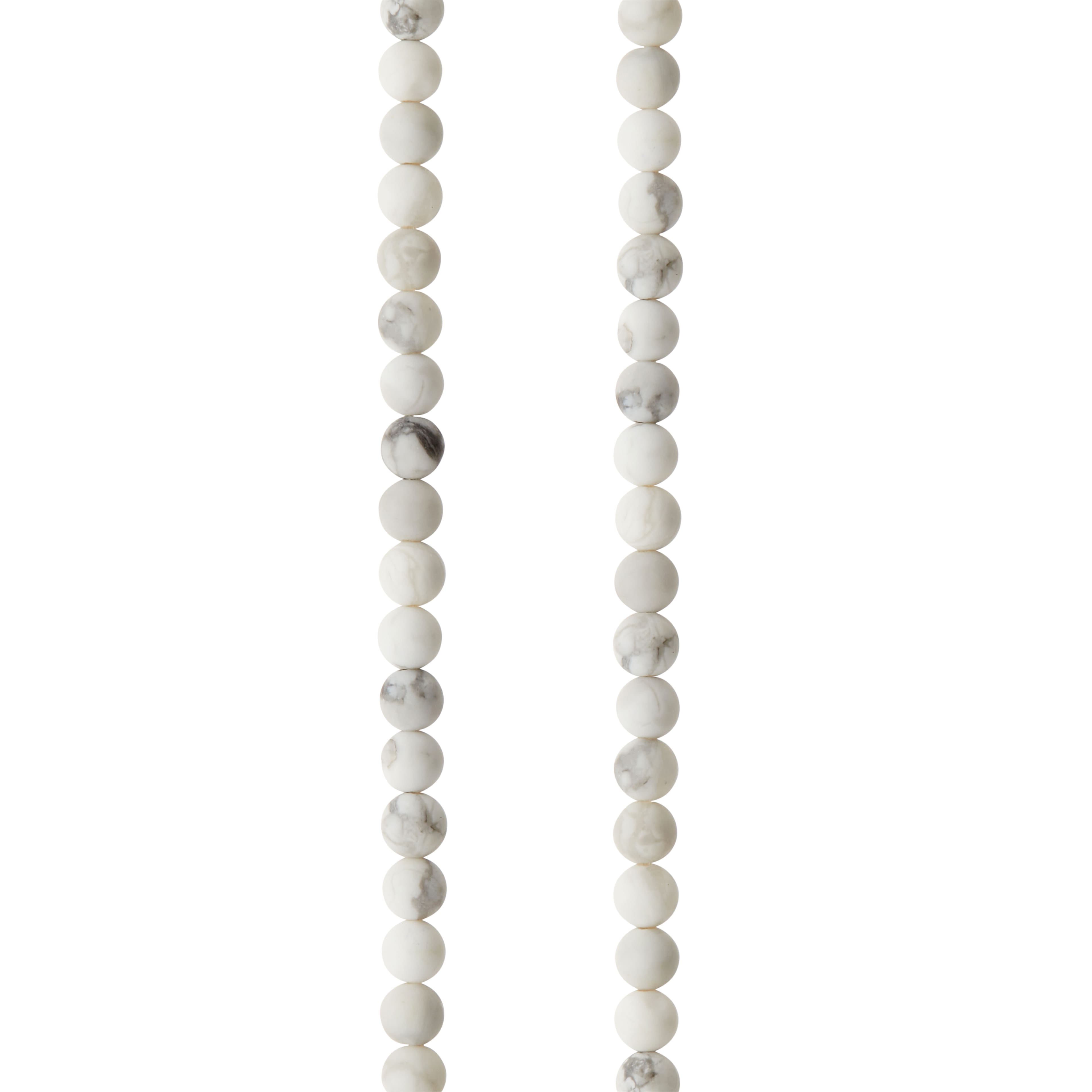 12 Pack: White & Gray Matte Howlite Round Beads, 4mm by Bead Landing™
