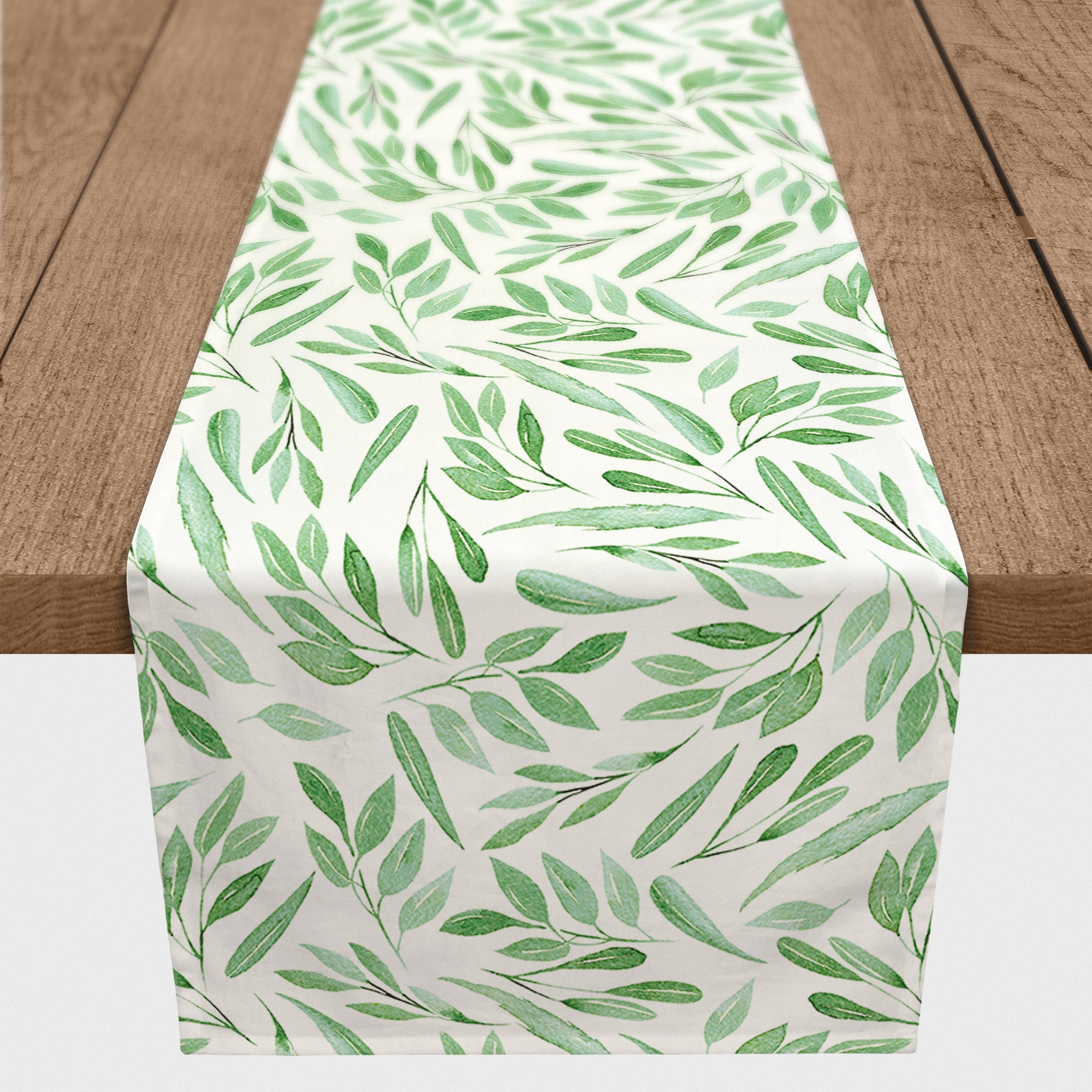 72" Spring Green Leaf Table Runner