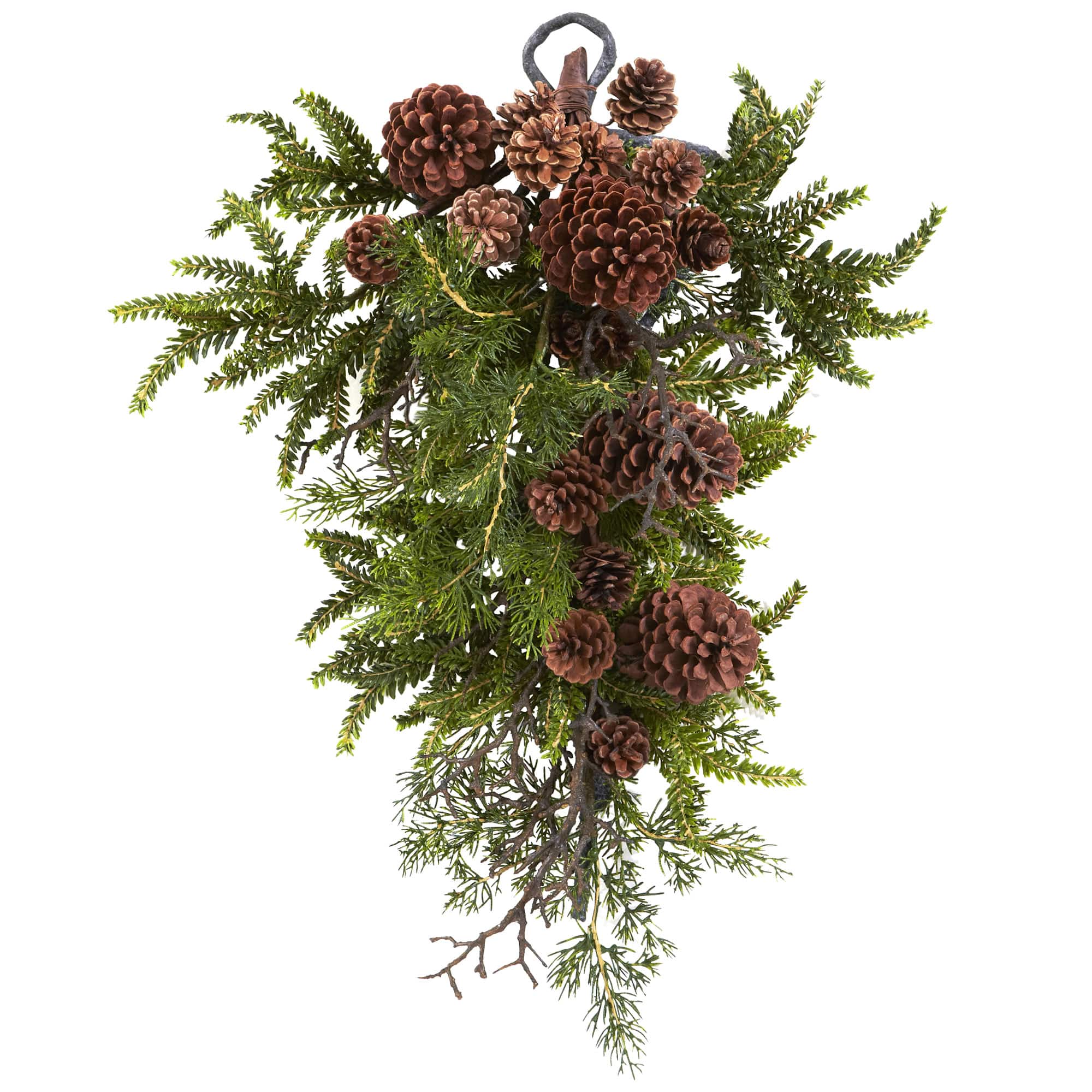 26" Pine & Pinecone Teardrop Swag