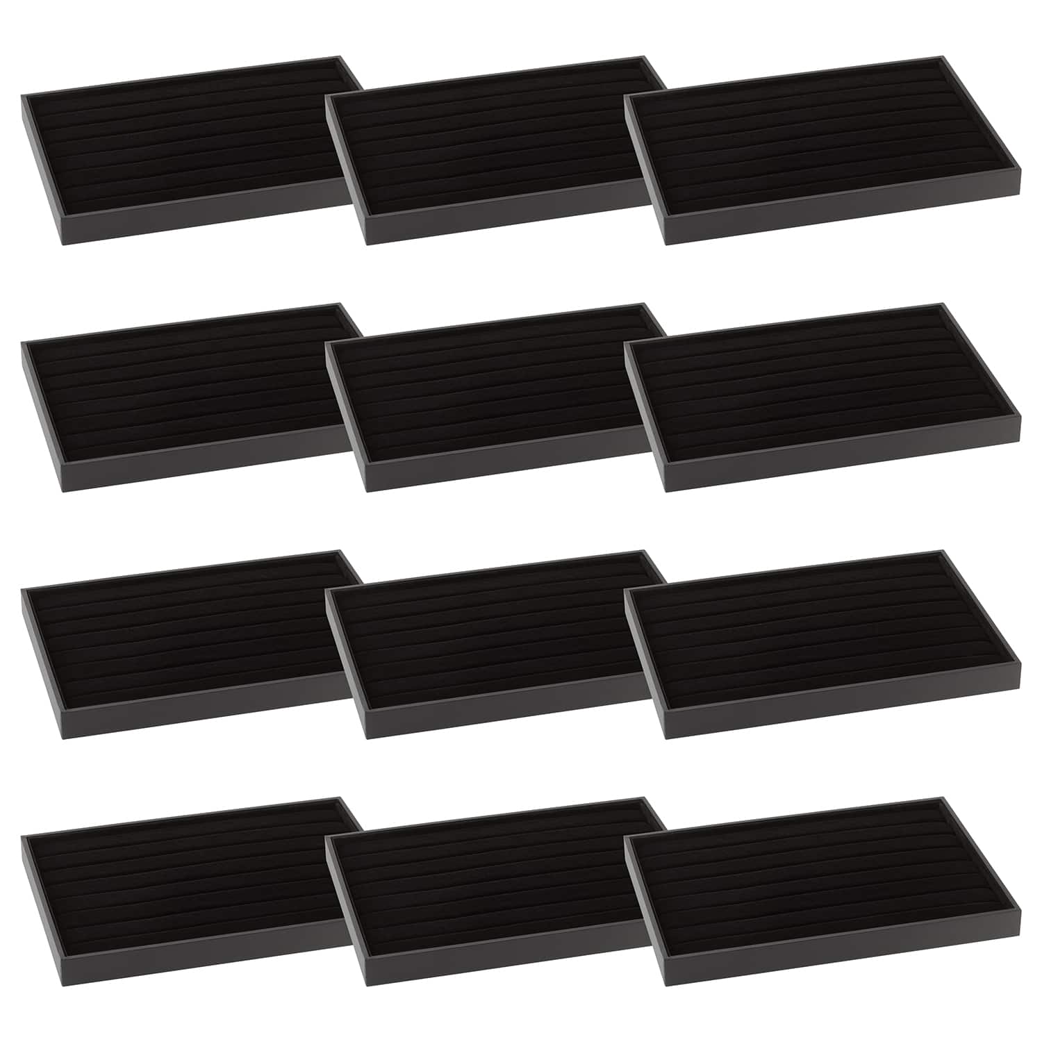 12 Pack: Black Velvet Ring Display Tray by Bead Landing™