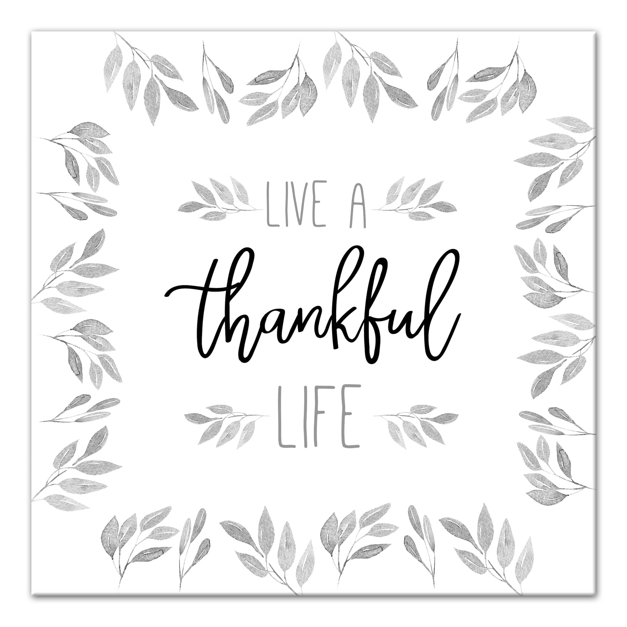 Thankful Life Fall Leaves Canvas Wall Art