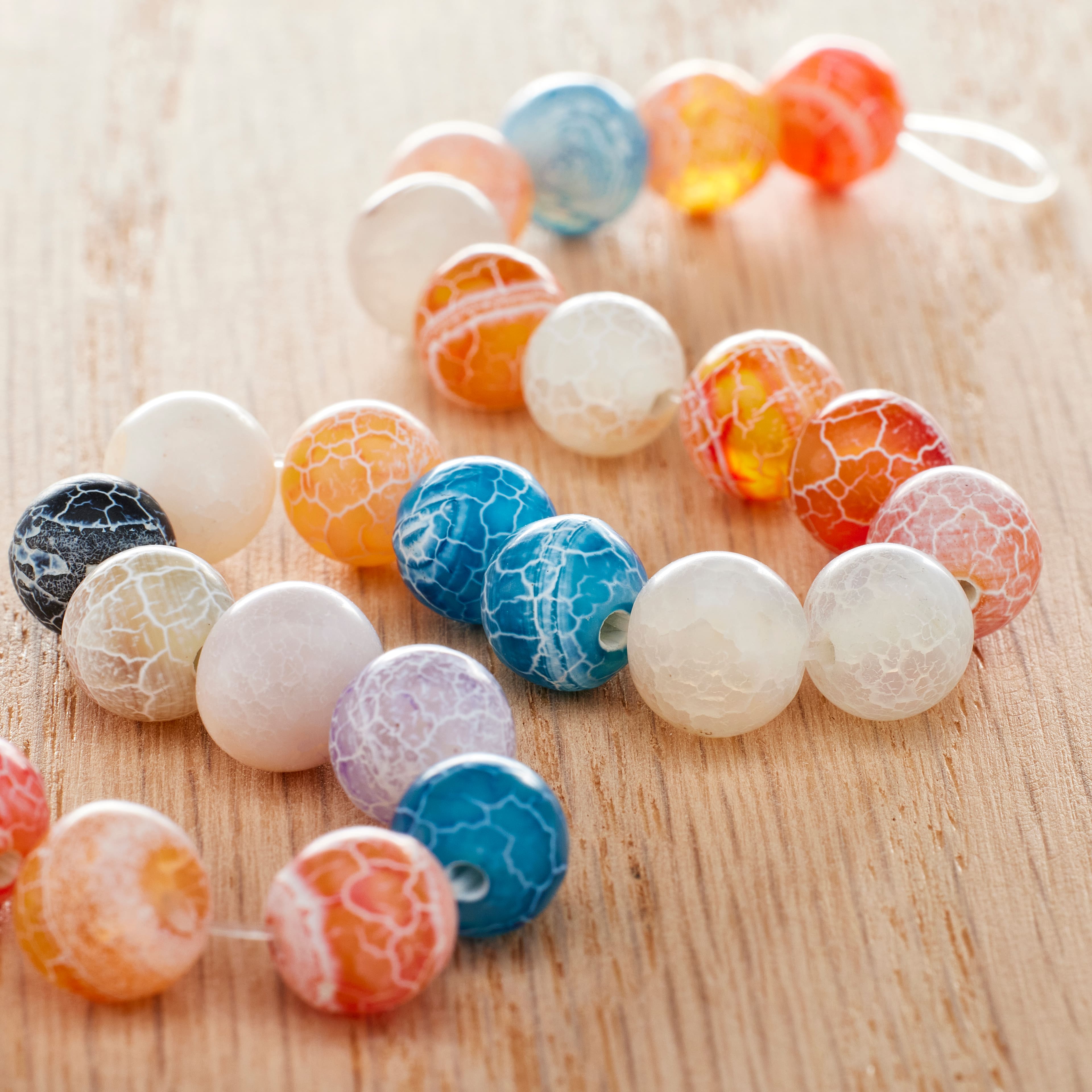 Perles rondes multicolores en agate craquelée de Bead Landing, 8 mm