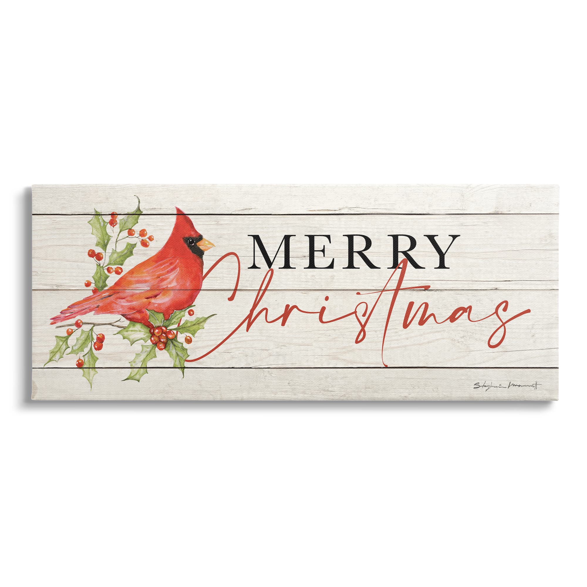 Stupell Industries Merry Christmas Cardinal Canvas Wall Art