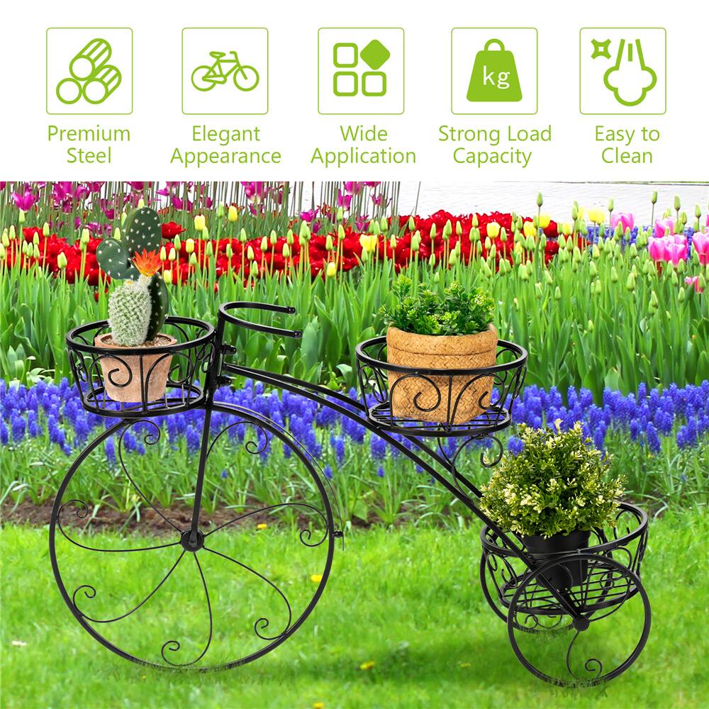 Costway Tricycle Plant Stand Flowerpot Cart Holder Parisian Style Displaying