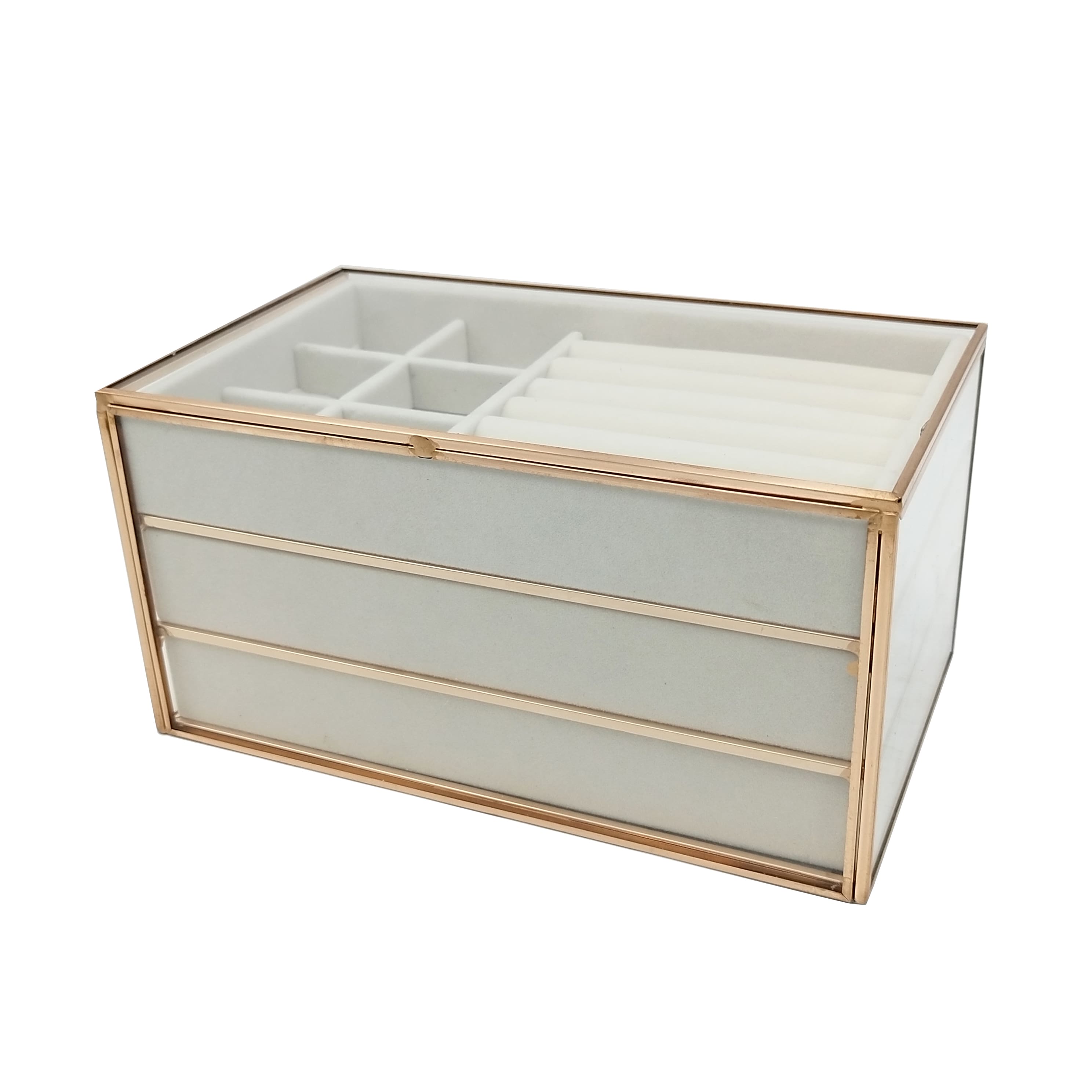 White & Gold 3-Tier Jewelry Box by Ashland®