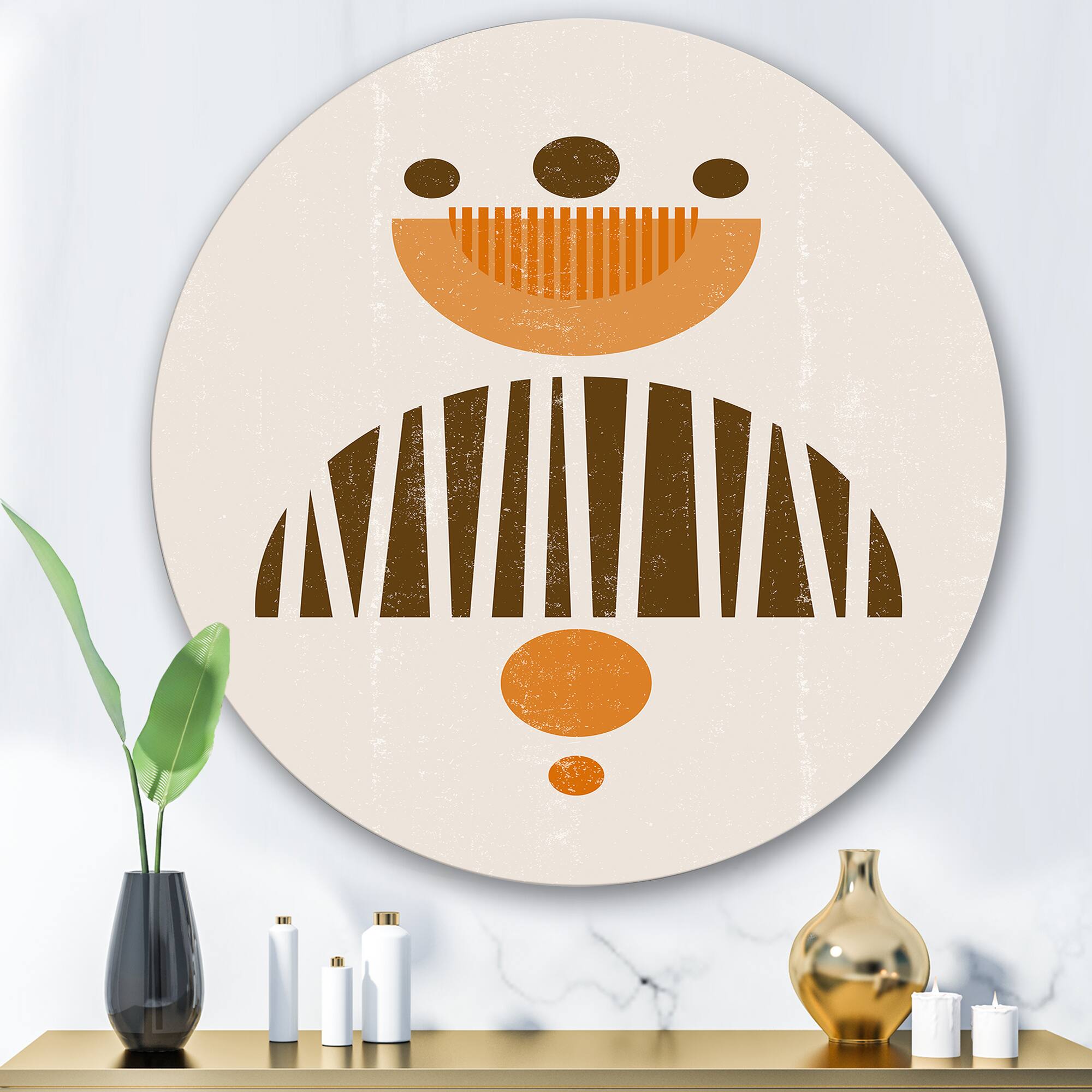 Designart - Abstract Minimal Sun and Moon In Earth Tones IV