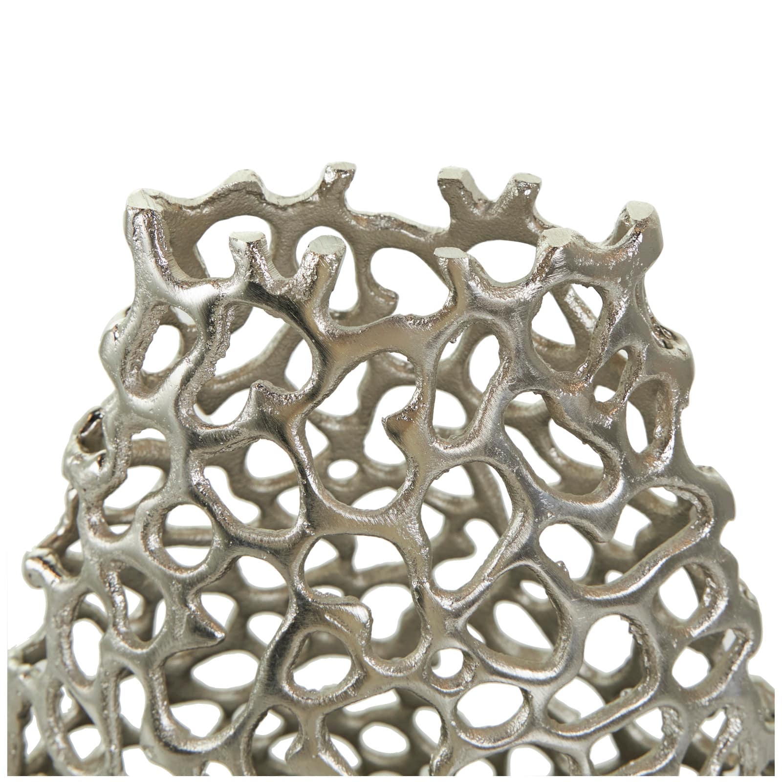 15" Silver Aluminum Vase with Freeform Open Lattice
