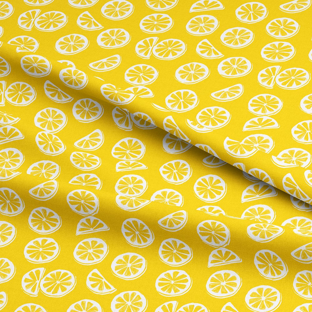 Eugene Textiles Yellow Lemon Cotton Quilting Fabric