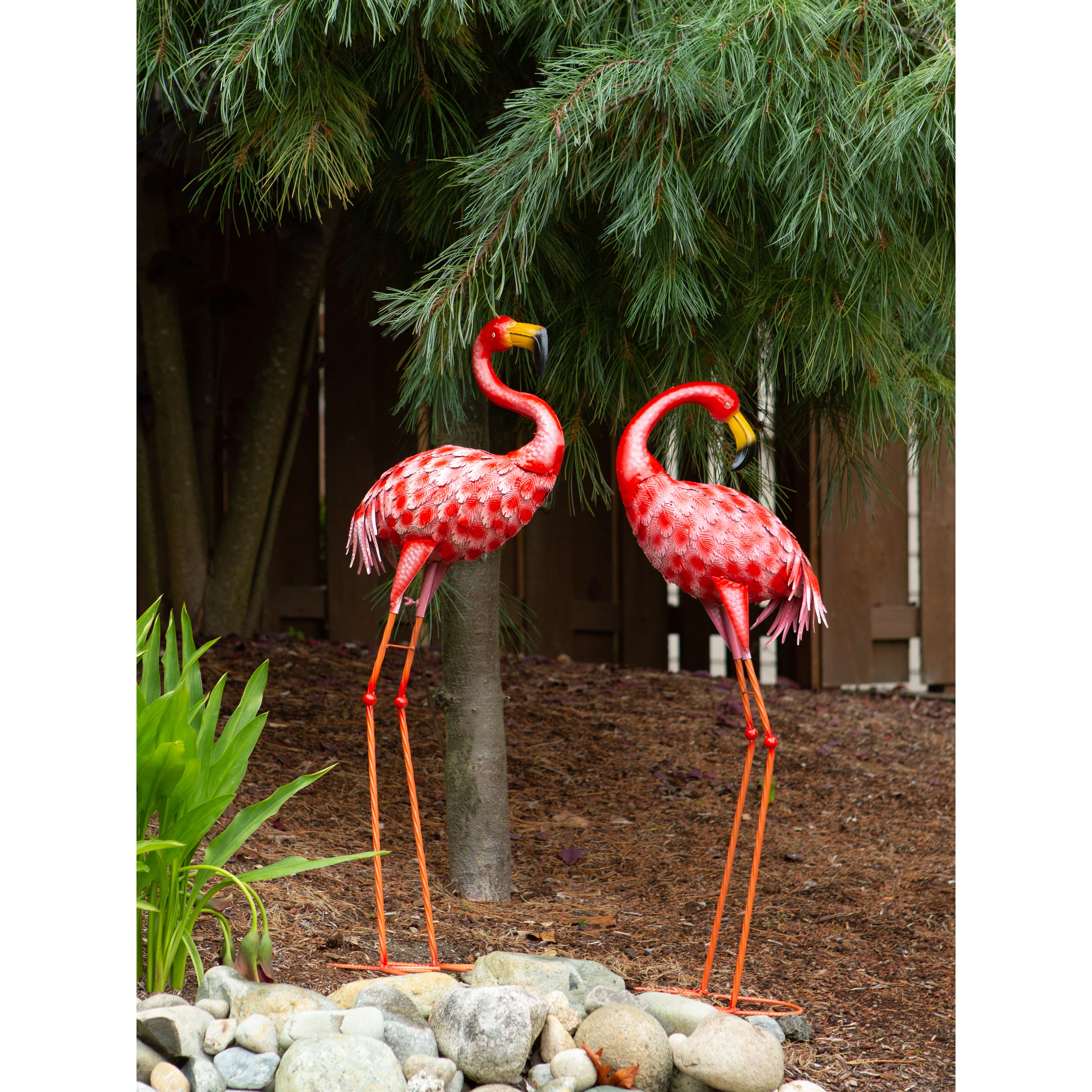 33" Bright Standing Flamingo Looking Back