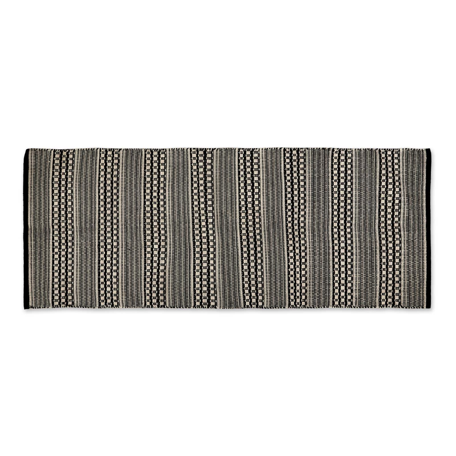 DII® Black Dobby Stripe Hand-Loomed Rug, 2.5ft. x 6ft.