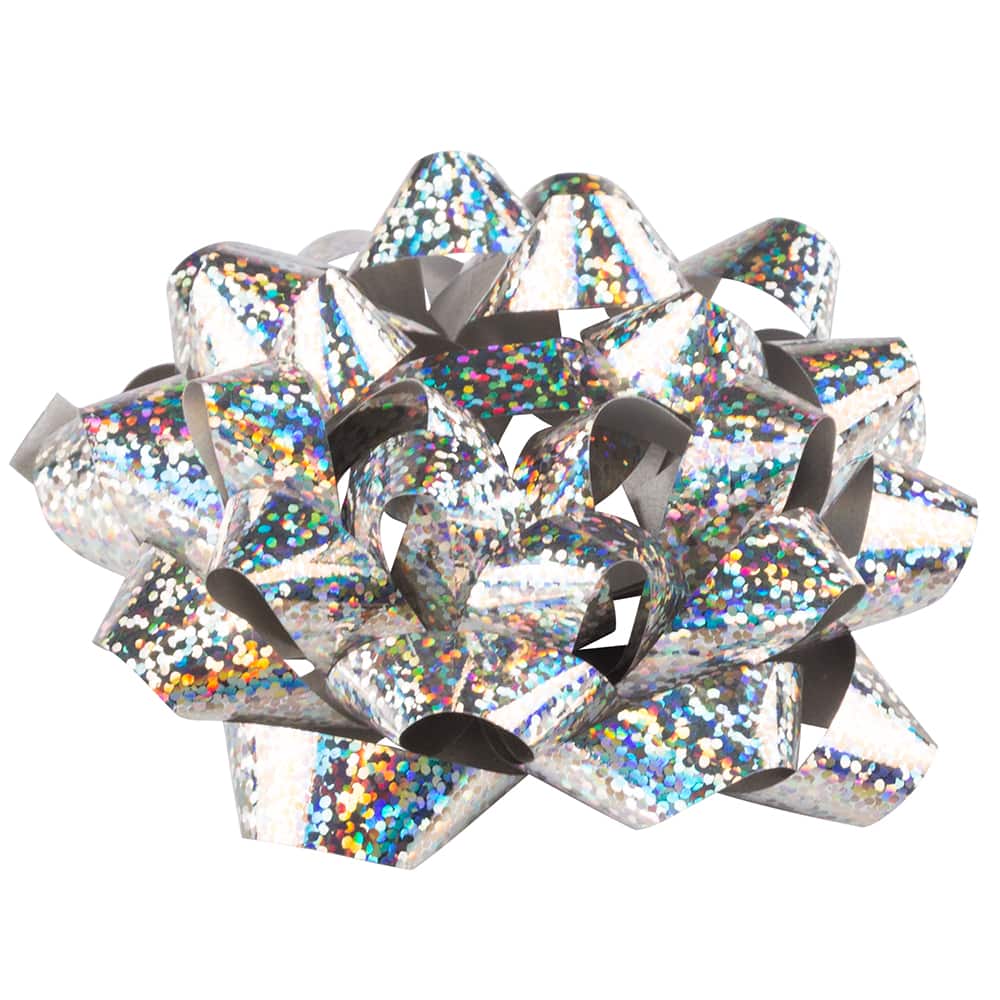 JAM Paper 3.5" Speckled Silver Gift Bow, 12ct.