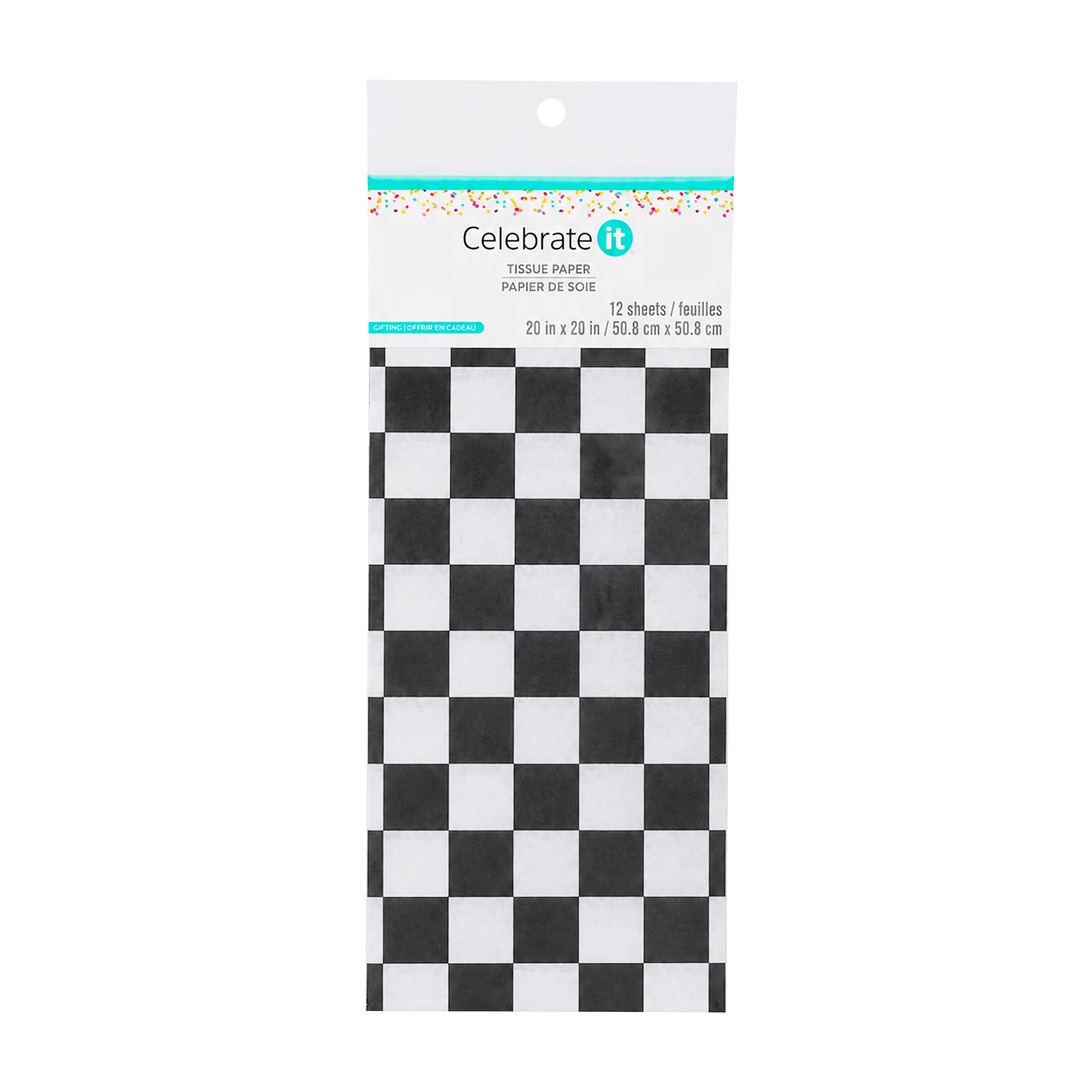 Black & White Checker Tissue Paper Sheets, 12ct. by Celebrate It™