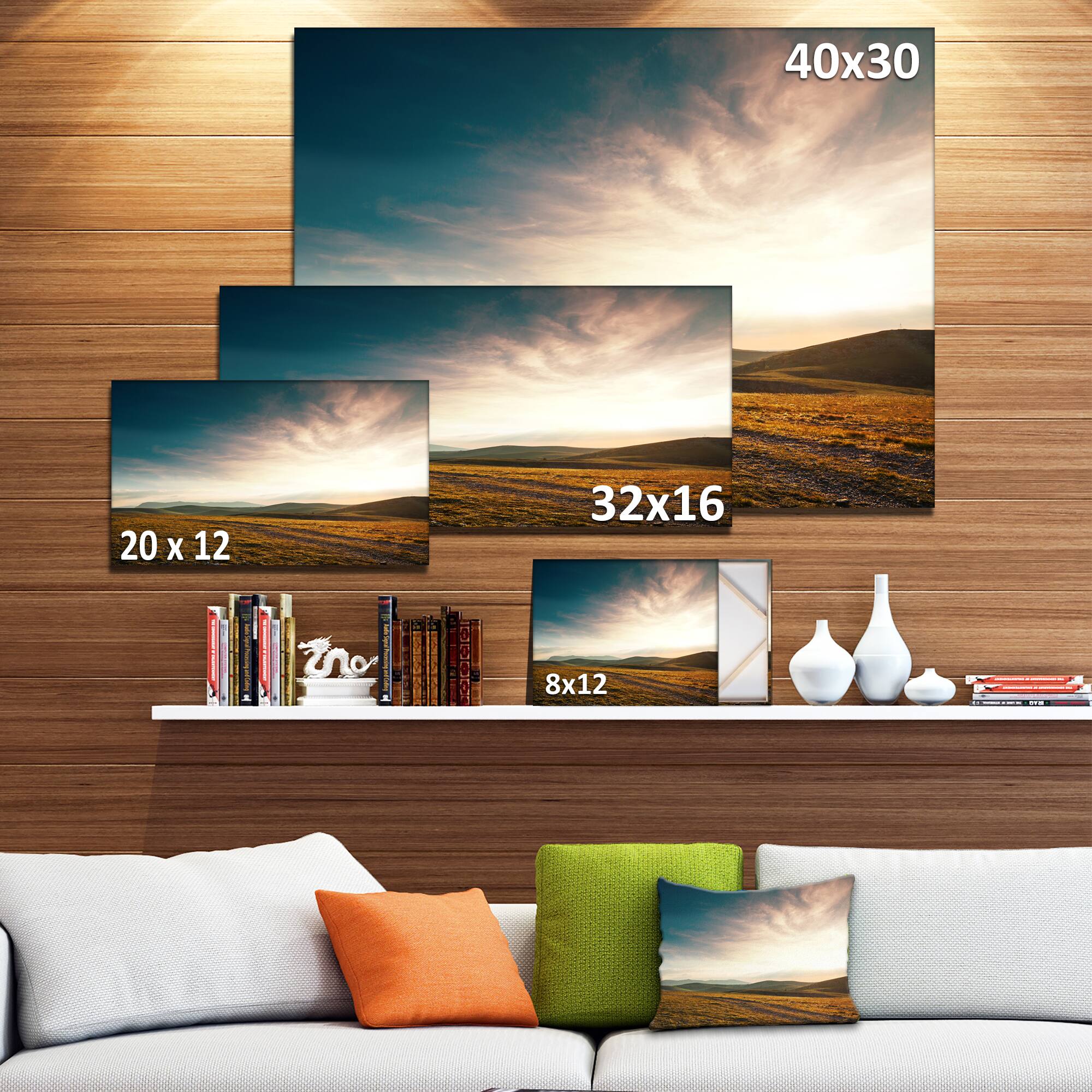 Designart - Pathway over Mountains At Sunset - Oversized Landscape Canvas Art