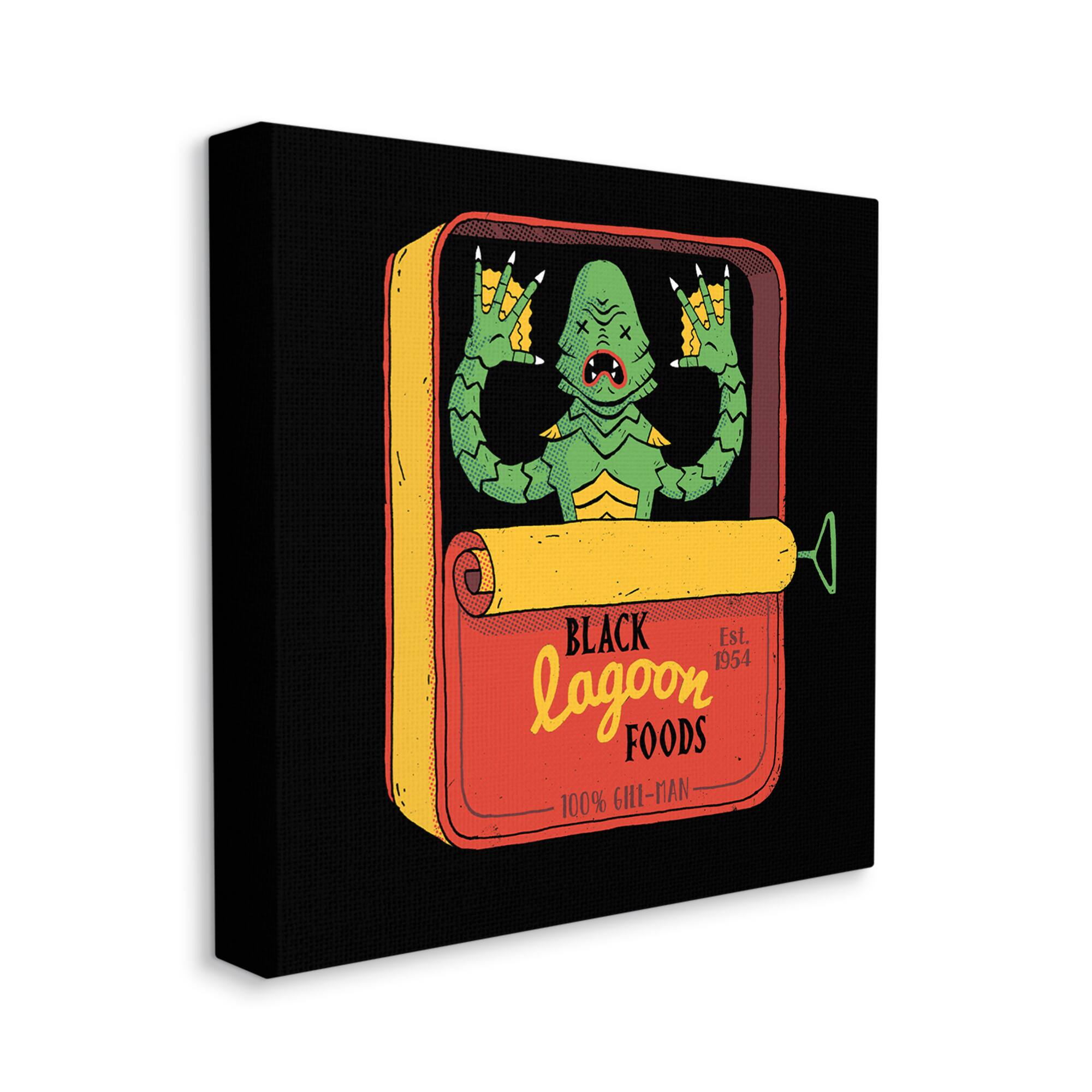 Stupell Industries Black Lagoon Creature Novelty Tuna Can Design Canvas Wall Art