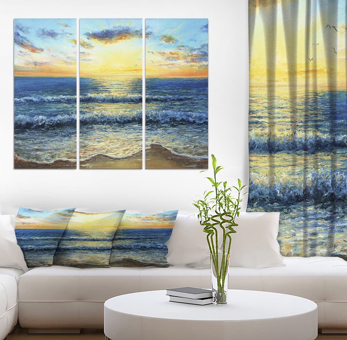 Designart - Ocean and waves at Sunrise
