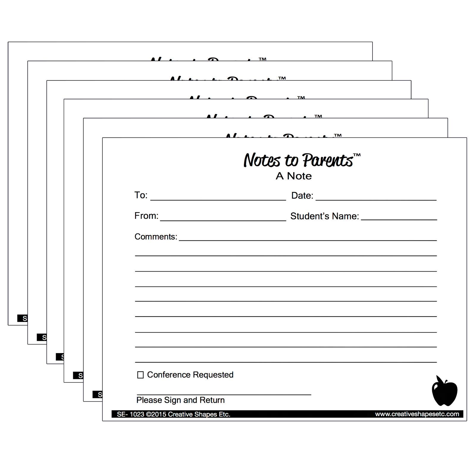 Notes to Parents™, Blank Notes, 6 Packs of 50