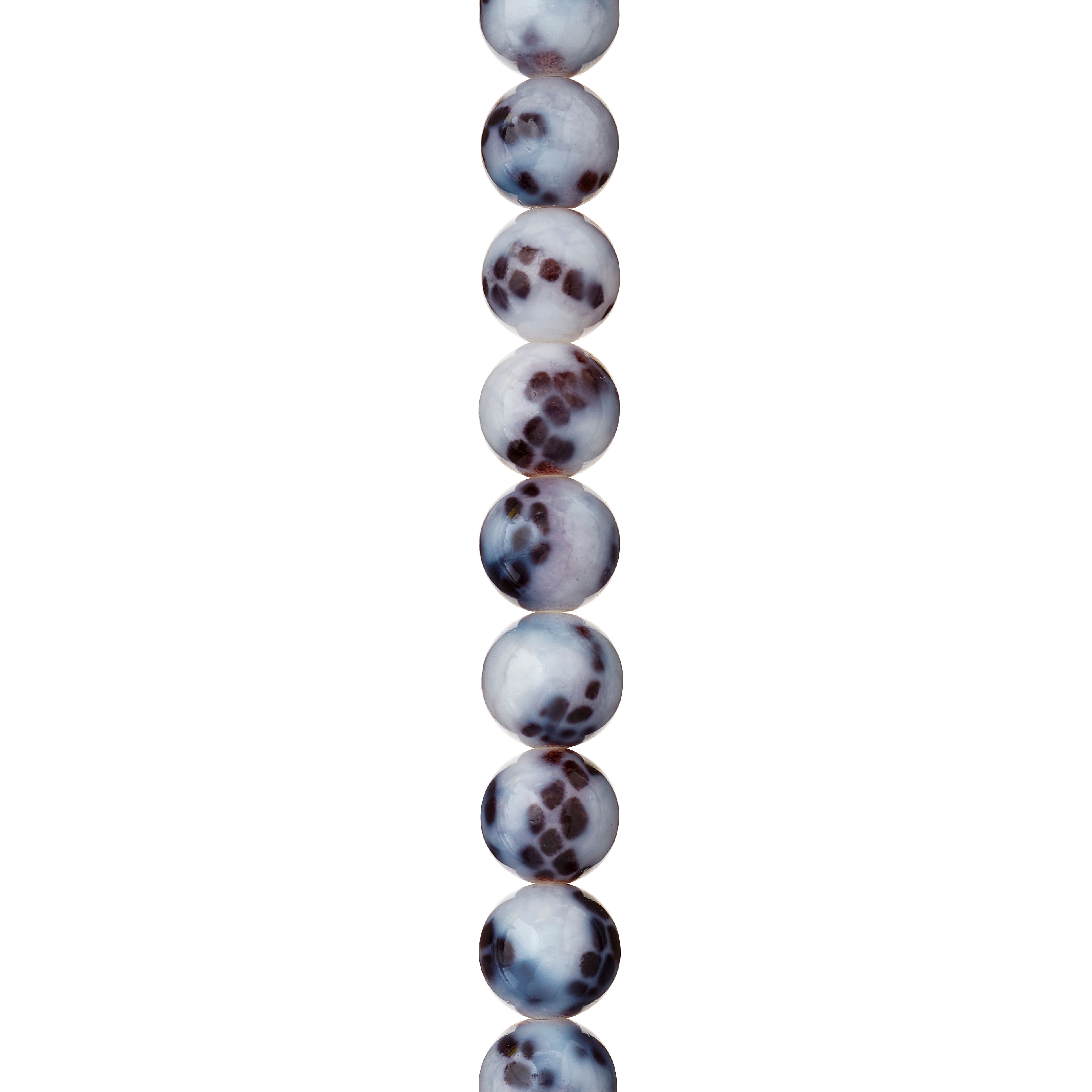 White & Black Snake Glass Round Beads, 10mm by Bead Landing™