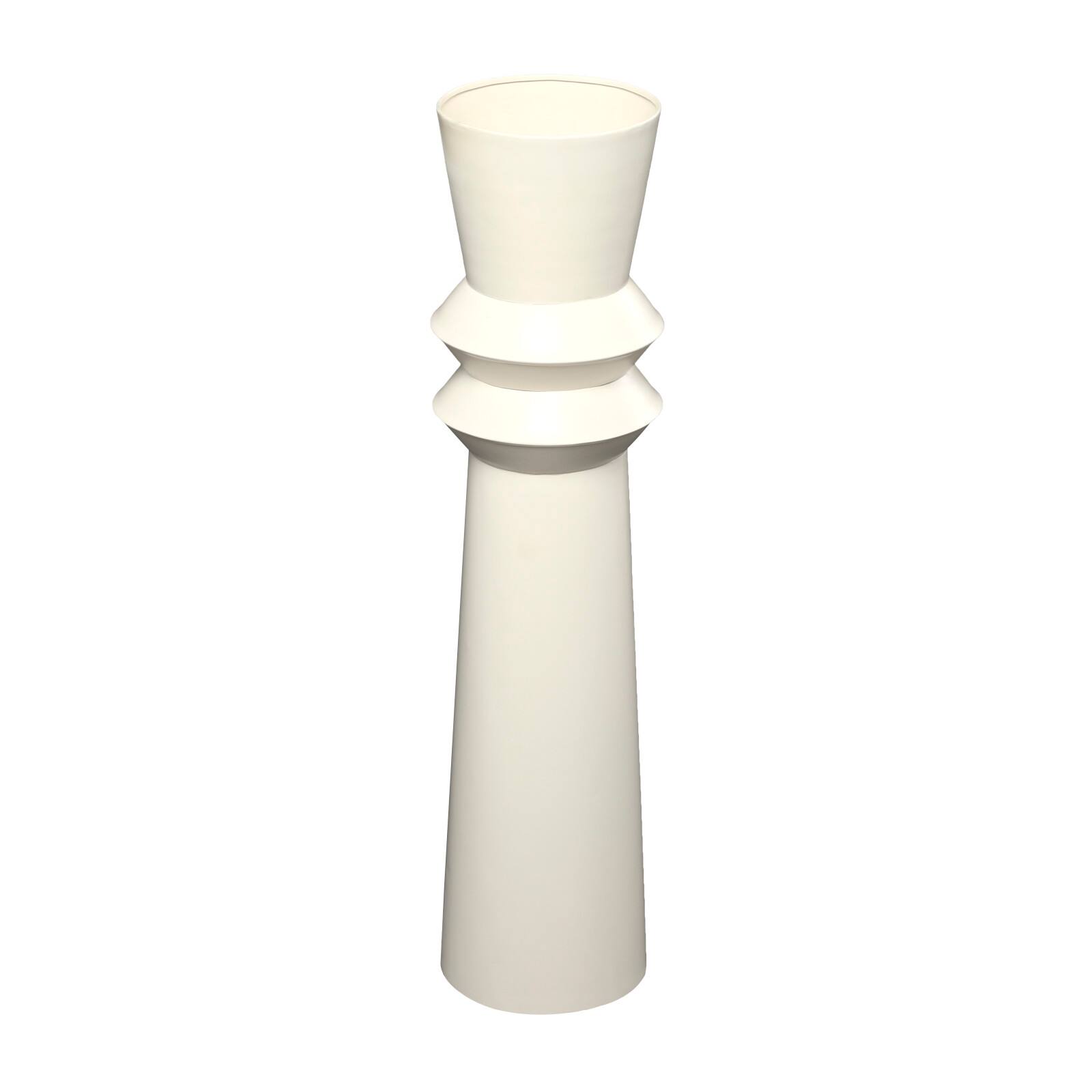 2.5ft. Cream Metal Tall Art Deco Fluted Floor Vase