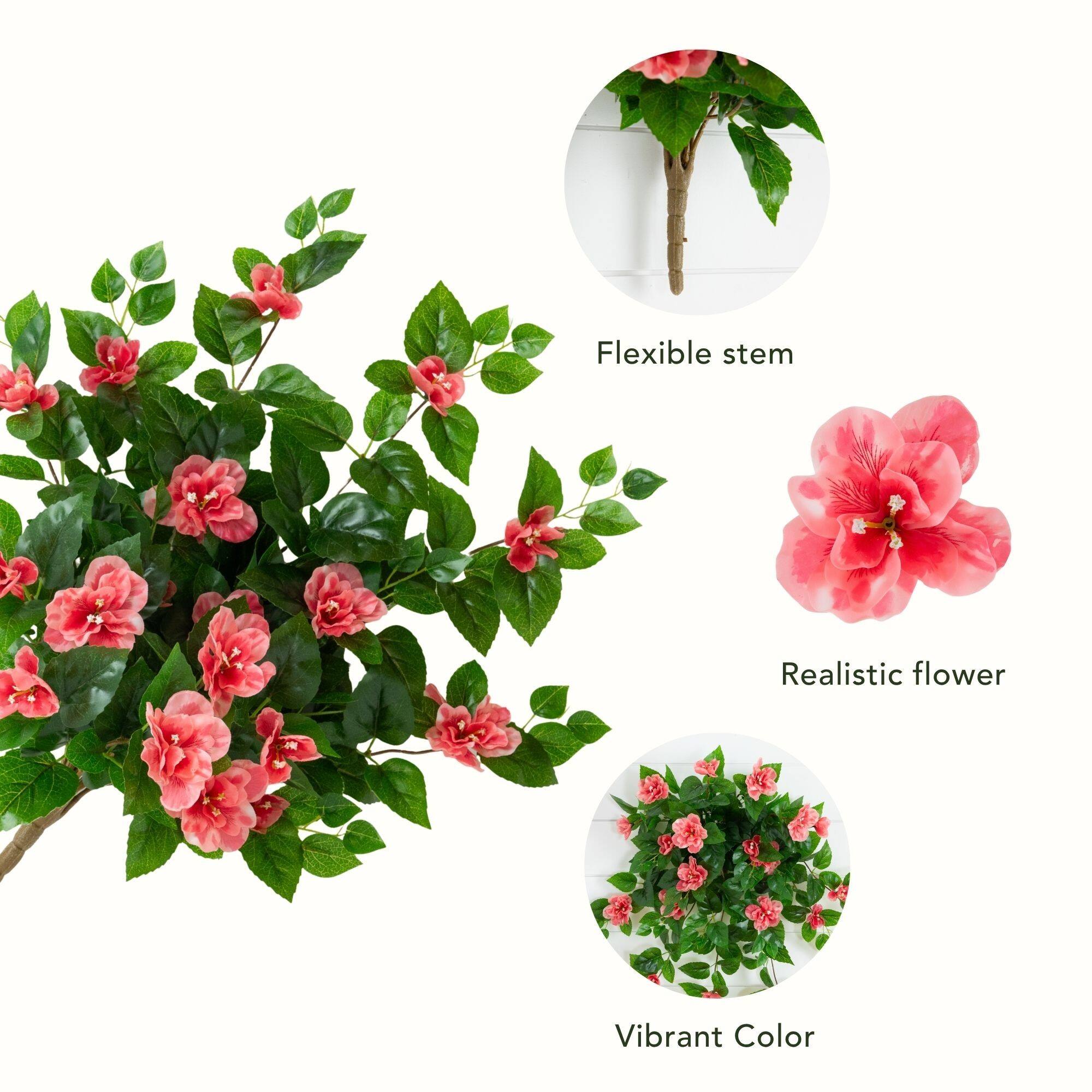24" UV Resistant Artificial Azalea Hanging Plants
