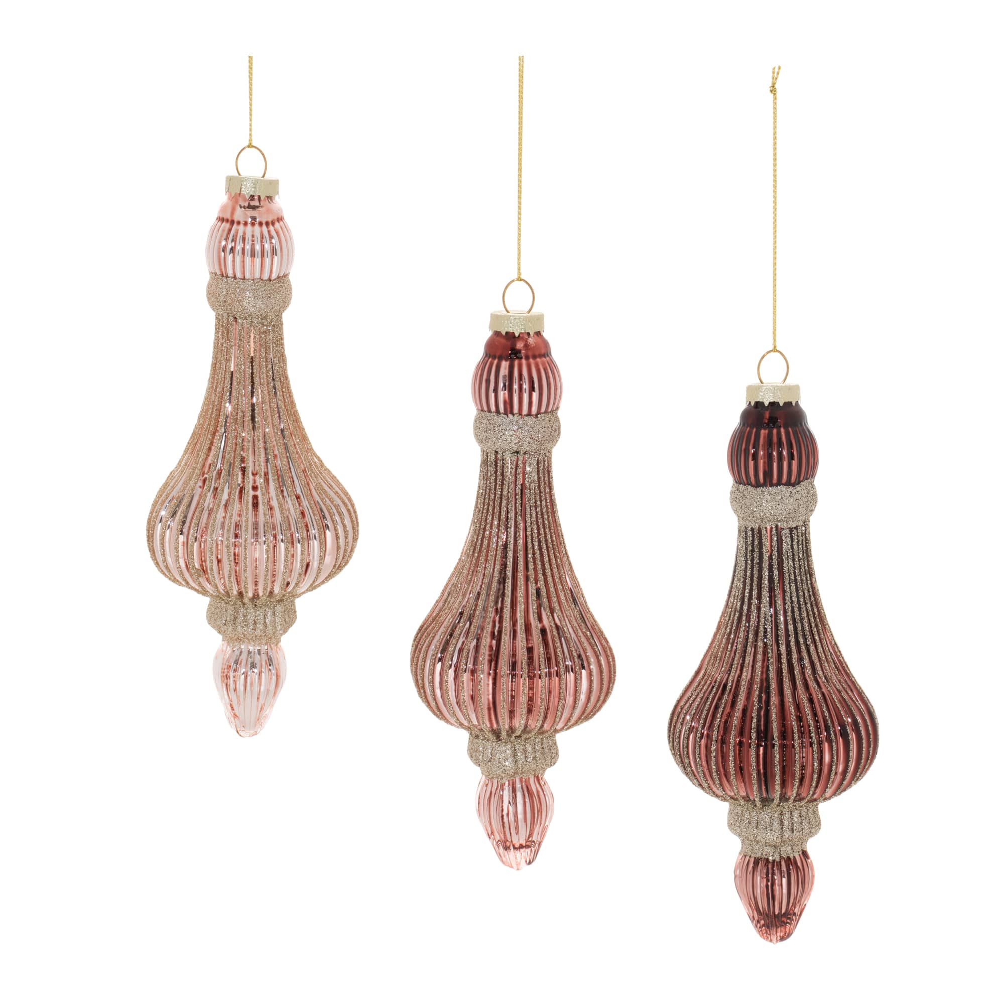 7.75" Ribbed Glass Drop Ornaments, 6ct.